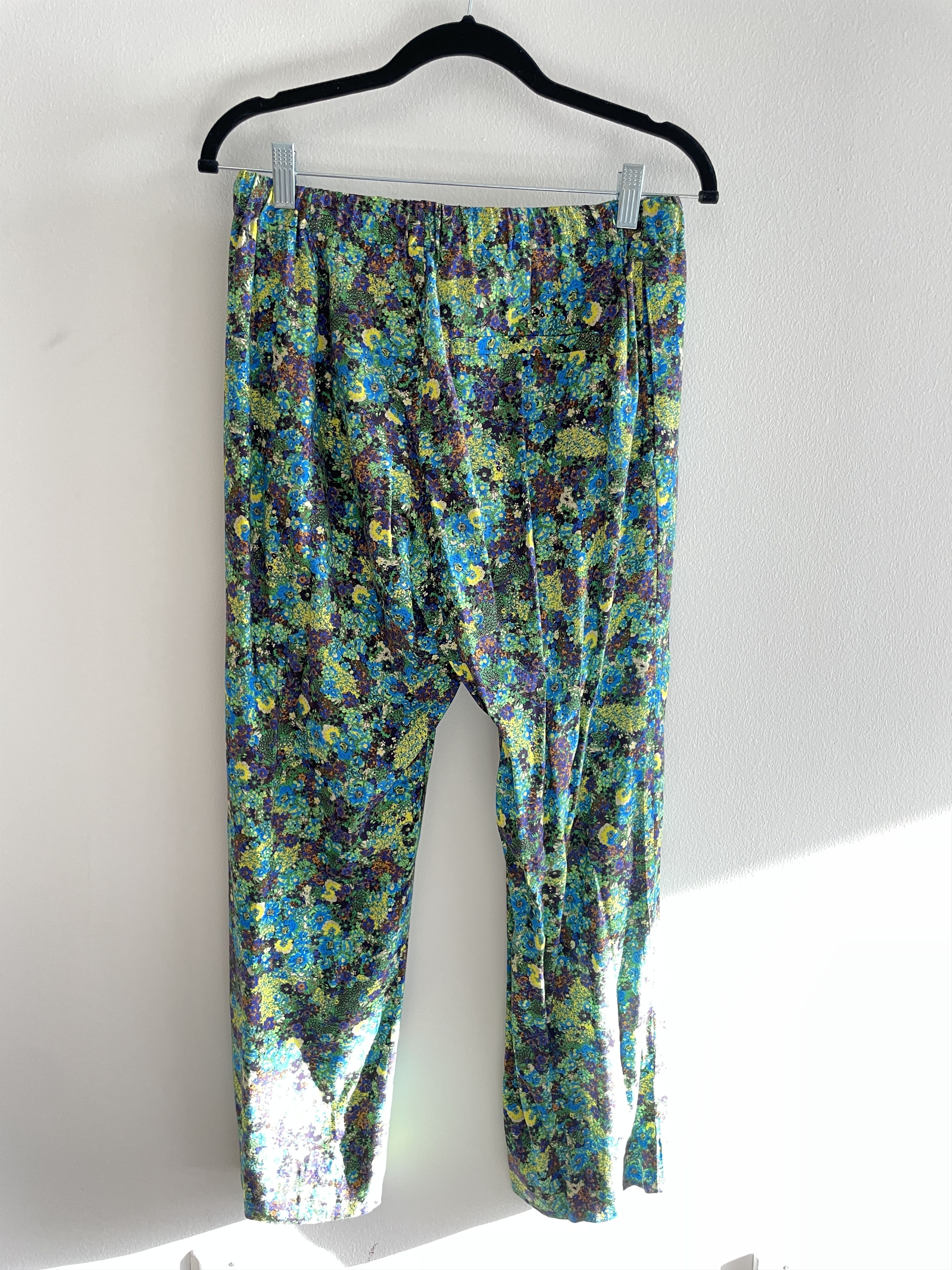 image of Dries Van Noten Dires Van Noten Printed Floral Pants in Blue Green, Men's (Size 30)