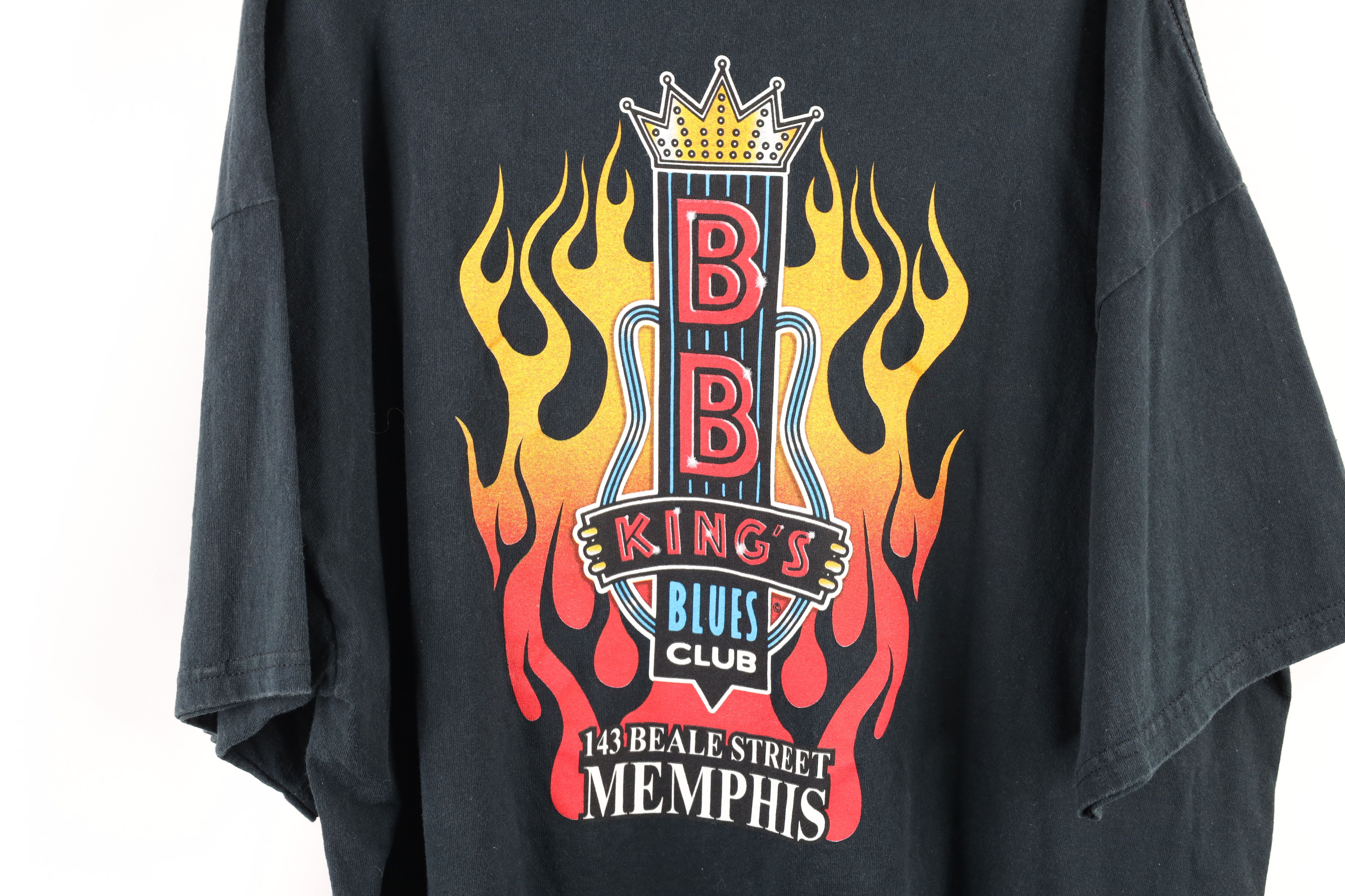 Vintage Vintage Faded Spell BB King Blues Club Fire Flames T-Shirt Size US XXL / EU 58 / 5 - 7 Thumbnail