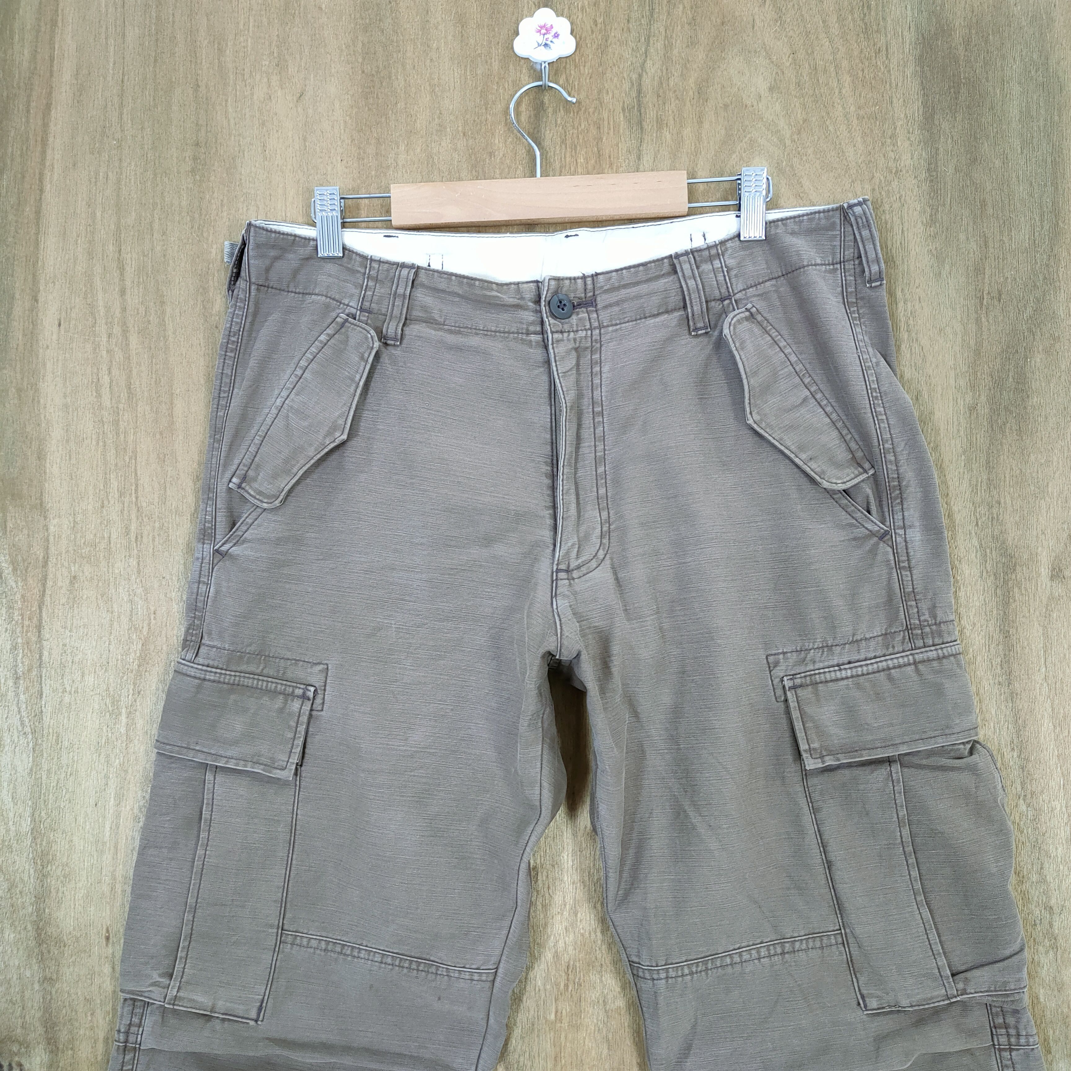 Japanese Brand VINTAGE BLUE LABEL FADED BROWN CARGO PANTS Size US 34 / EU 50 - 4 Thumbnail