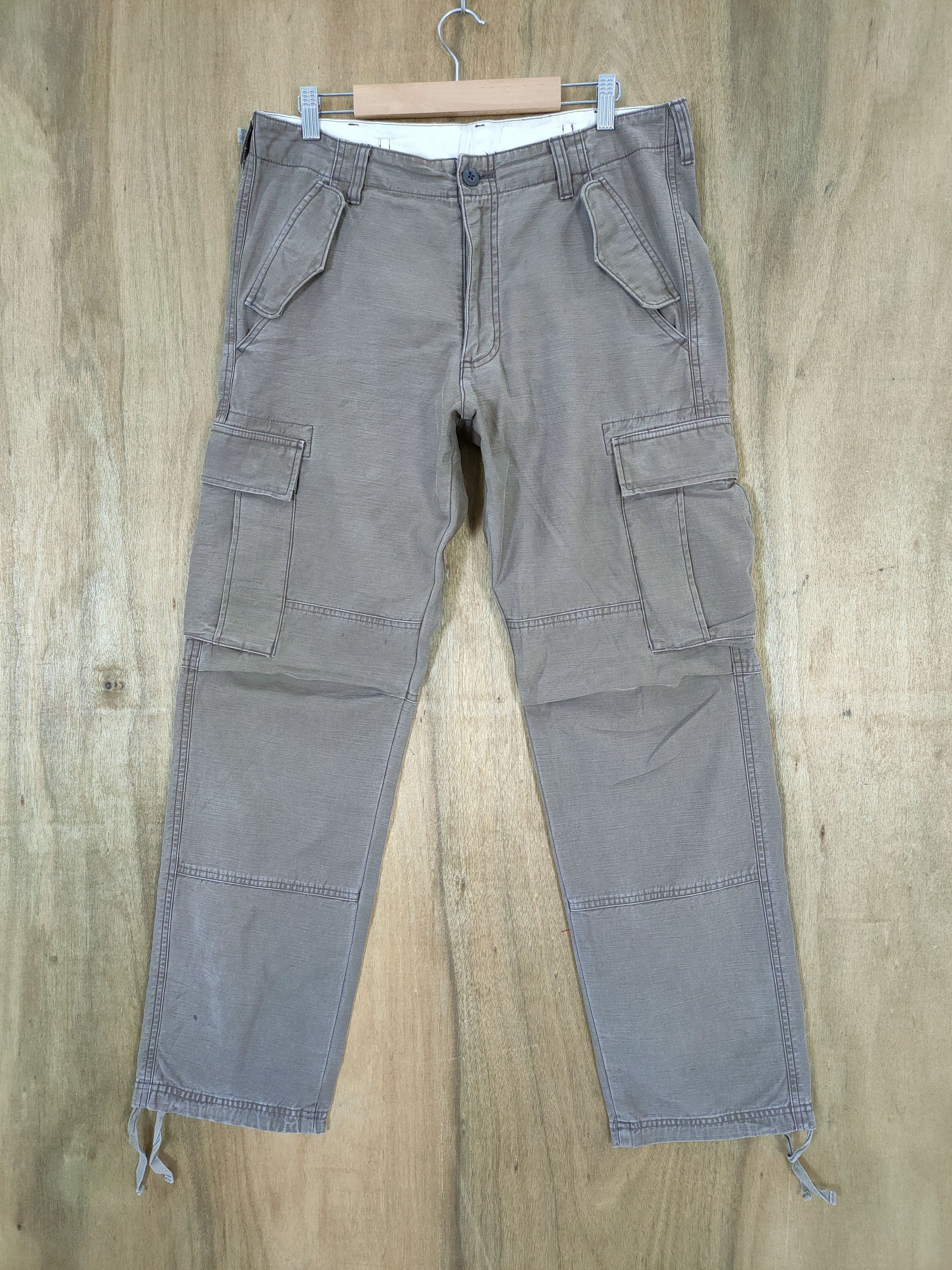 Japanese Brand VINTAGE BLUE LABEL FADED BROWN CARGO PANTS Size US 34 / EU 50 - 2 Thumbnail