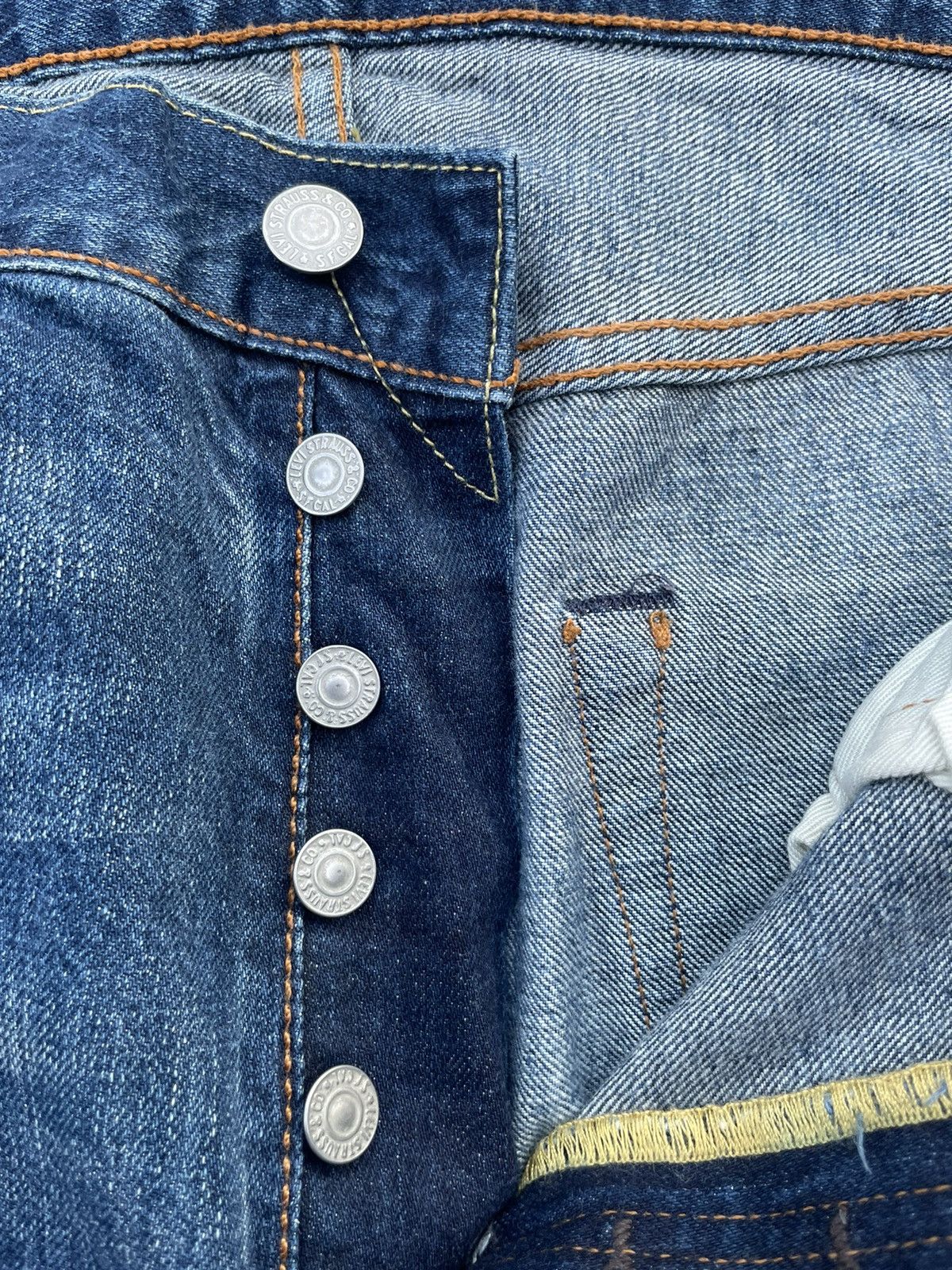 Levi's Made & Crafted × Levi's Vintage Clothing Levis 501e Redline Selvedge Aging Faded Distressed Denim Size US 34 / EU 50 - 22 Thumbnail