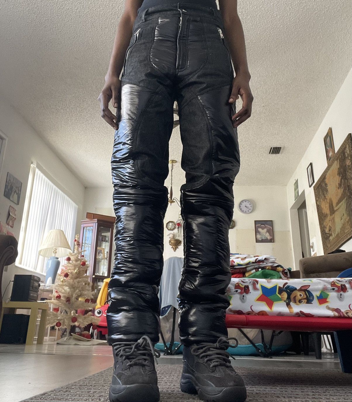 Slumxweirdo Contrast Denim Puffer Trouser