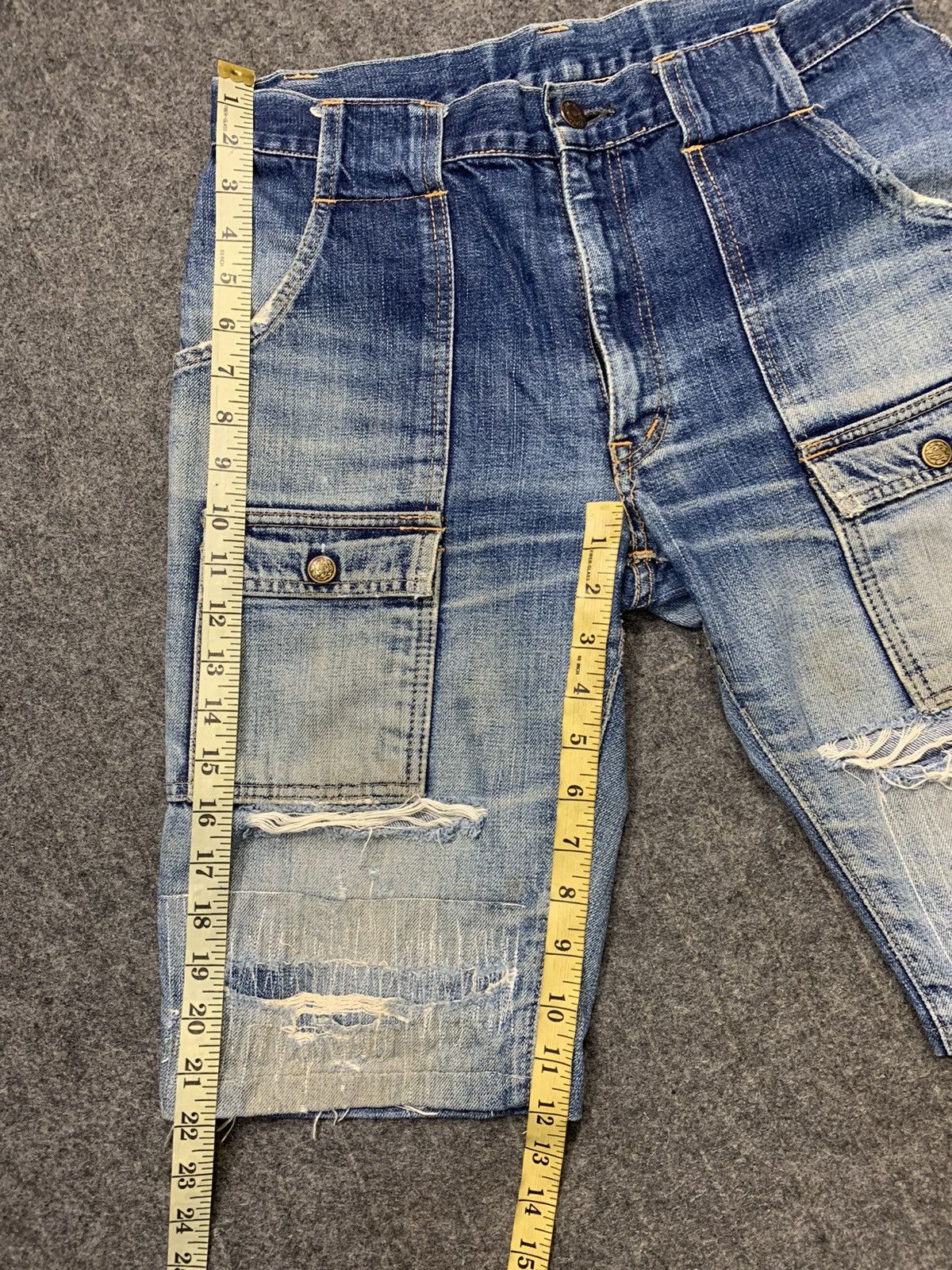 Seditionaries 90s Rugged Sewing Chop Indigo Denim Bondage Short Pant Size US 31 - 10 Thumbnail