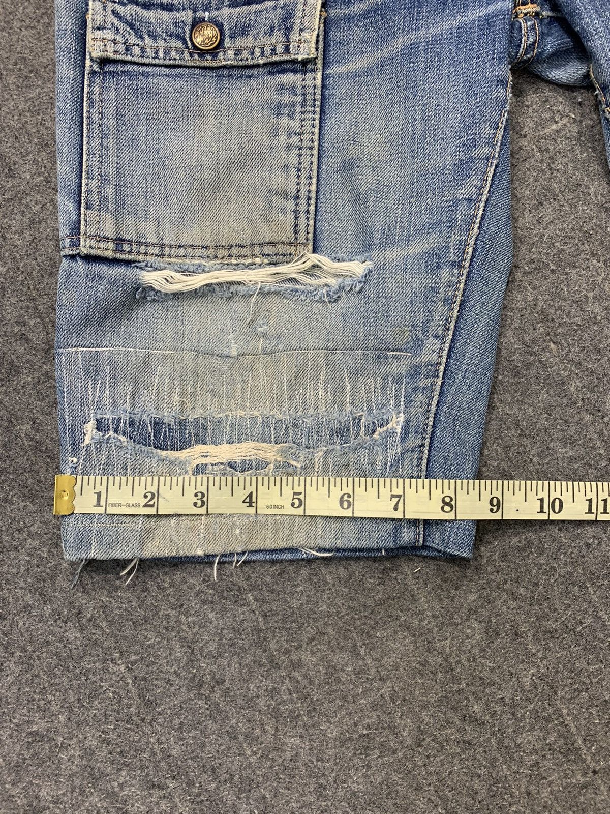 Seditionaries 90s Rugged Sewing Chop Indigo Denim Bondage Short Pant Size US 31 - 12 Thumbnail