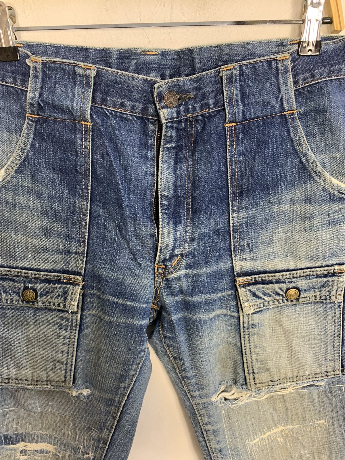 Seditionaries 90s Rugged Sewing Chop Indigo Denim Bondage Short Pant Size US 31 - 3 Thumbnail