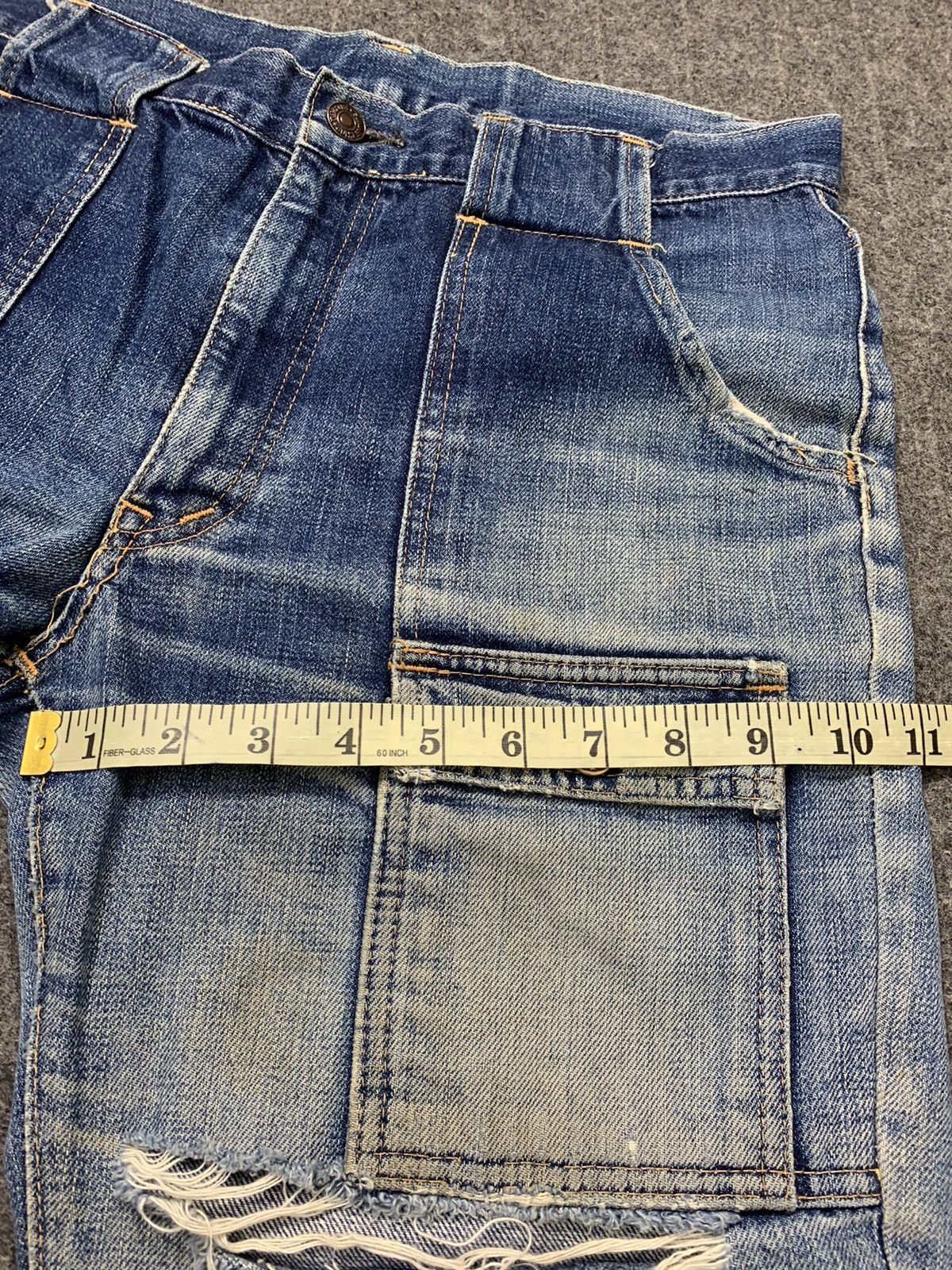 Seditionaries 90s Rugged Sewing Chop Indigo Denim Bondage Short Pant Size US 31 - 11 Thumbnail