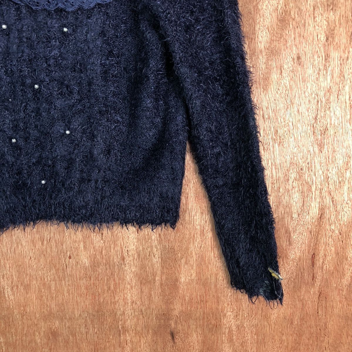 Japanese Brand Axes Femme Dark Blue Shag Shaggy Fur Mohair Knitwear #6552 Size M / US 6-8 / IT 42-44 - 5 Thumbnail