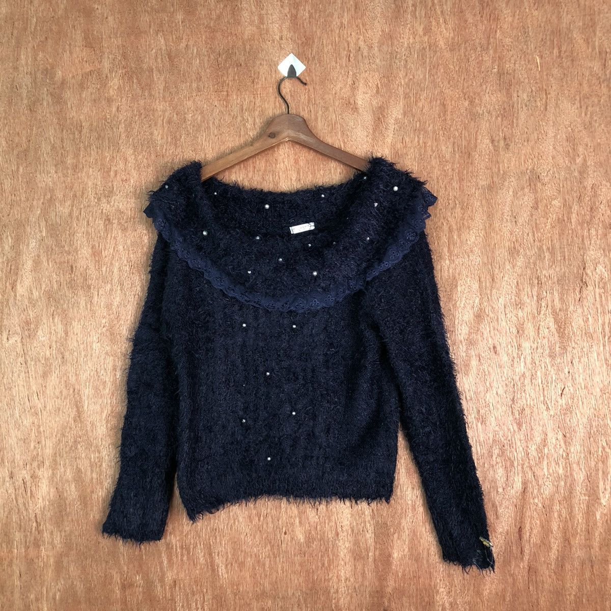 Japanese Brand Axes Femme Dark Blue Shag Shaggy Fur Mohair Knitwear #6552 Size M / US 6-8 / IT 42-44 - 1 Thumbnail
