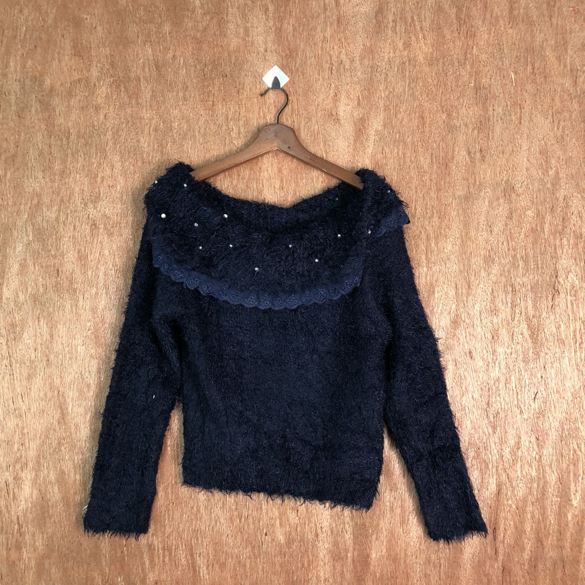 Japanese Brand Axes Femme Dark Blue Shag Shaggy Fur Mohair Knitwear #6552 Size M / US 6-8 / IT 42-44 - 9 Thumbnail