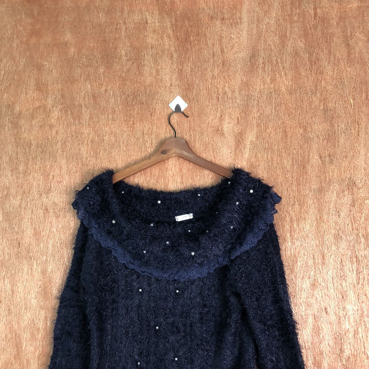Japanese Brand Axes Femme Dark Blue Shag Shaggy Fur Mohair Knitwear #6552 Size M / US 6-8 / IT 42-44 - 2 Thumbnail