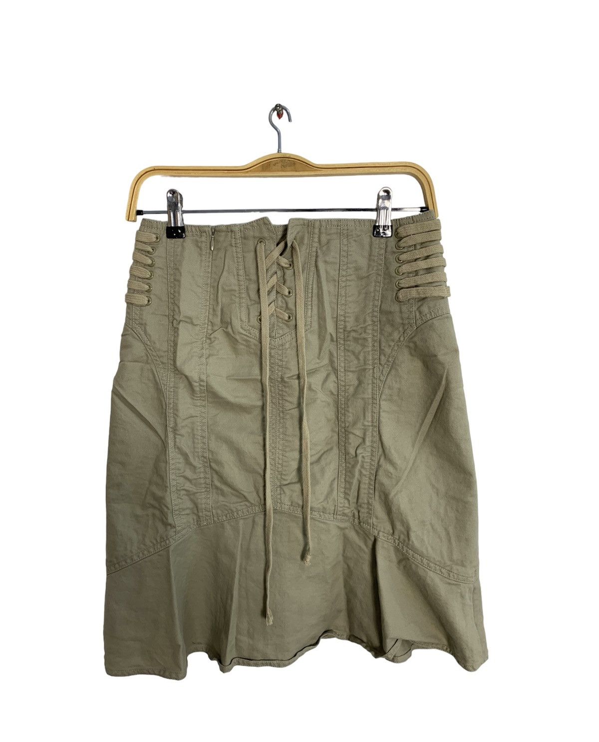 Japanese Brand 90s Japanese Brand Shoelace Crisscross Beige Skirt Size 28" / US 6 / IT 42 - 1 Thumbnail