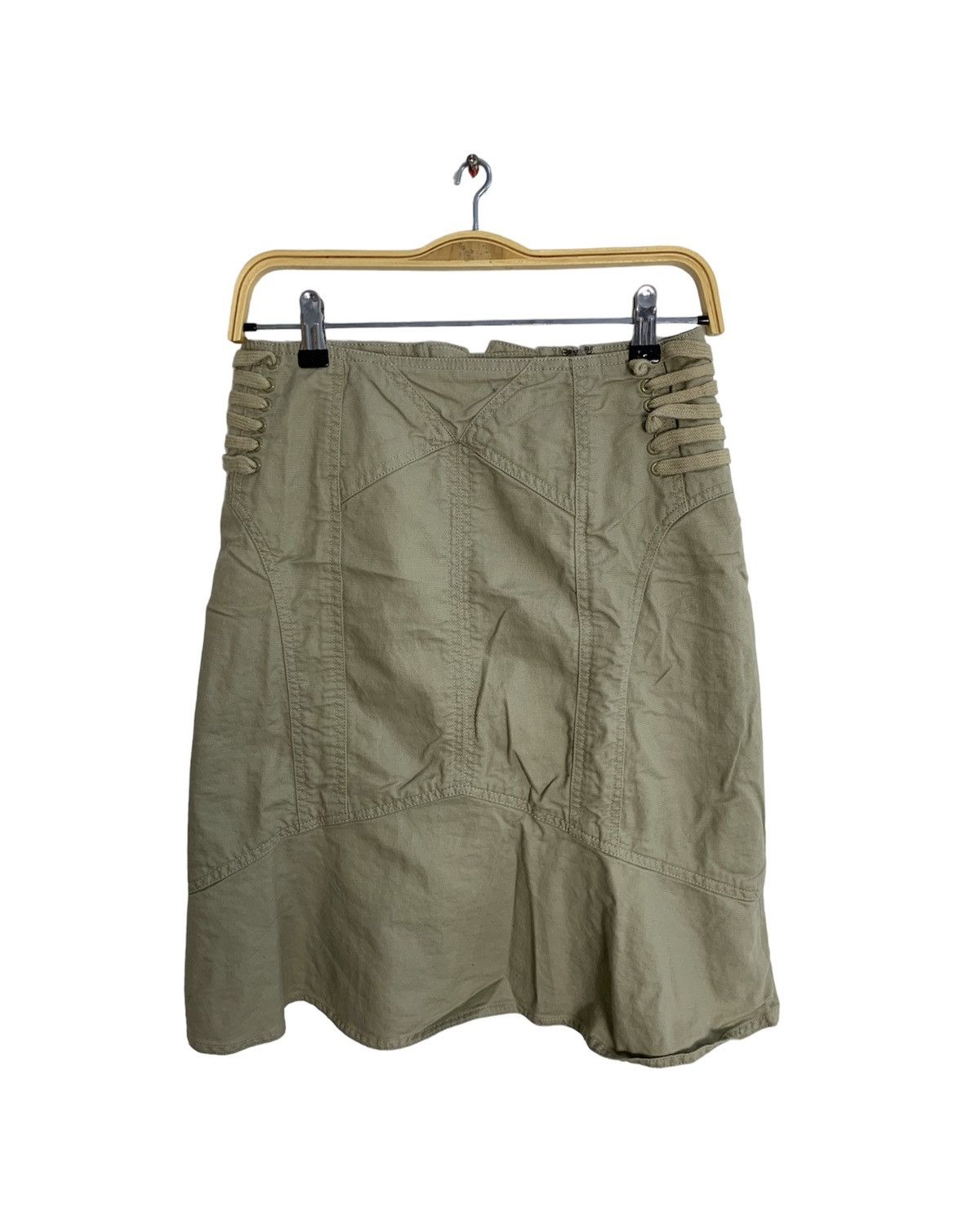 Japanese Brand 90s Japanese Brand Shoelace Crisscross Beige Skirt Size 28" / US 6 / IT 42 - 2 Thumbnail