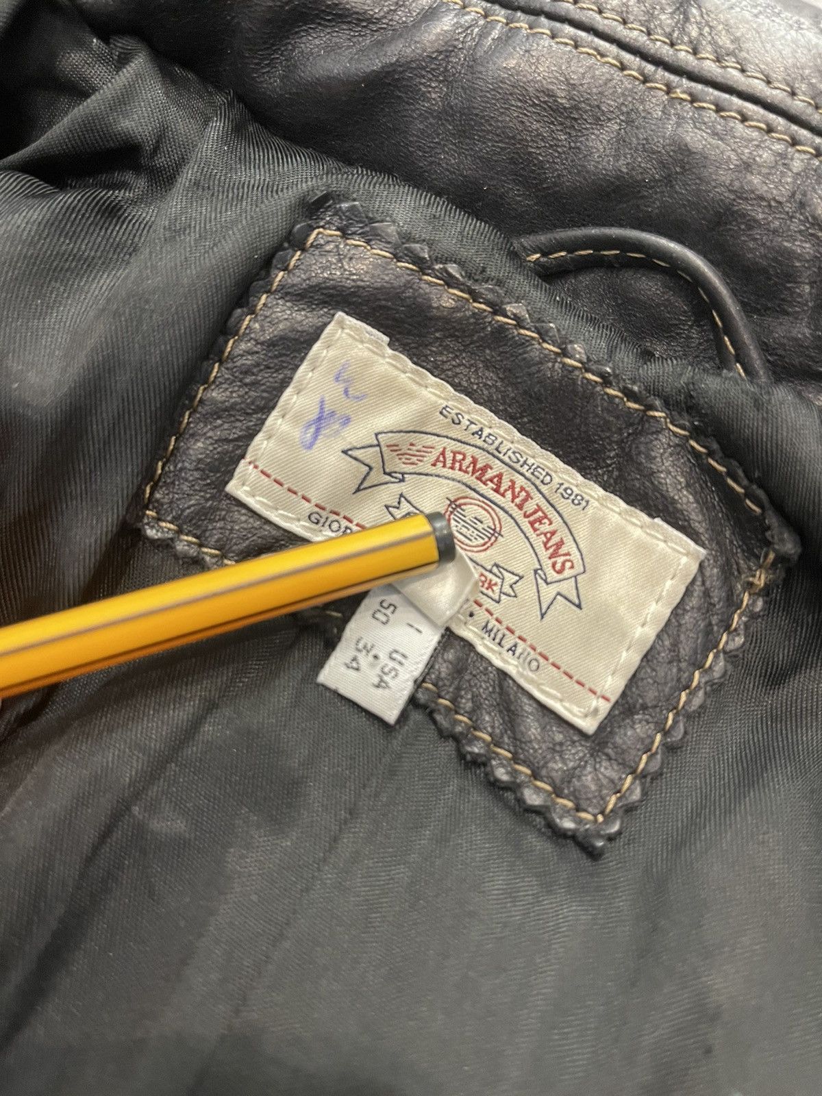 Emporio Armani Archive Armani Biker Cargo Leather Black Jacket Size US M / EU 48-50 / 2 - 20 Thumbnail
