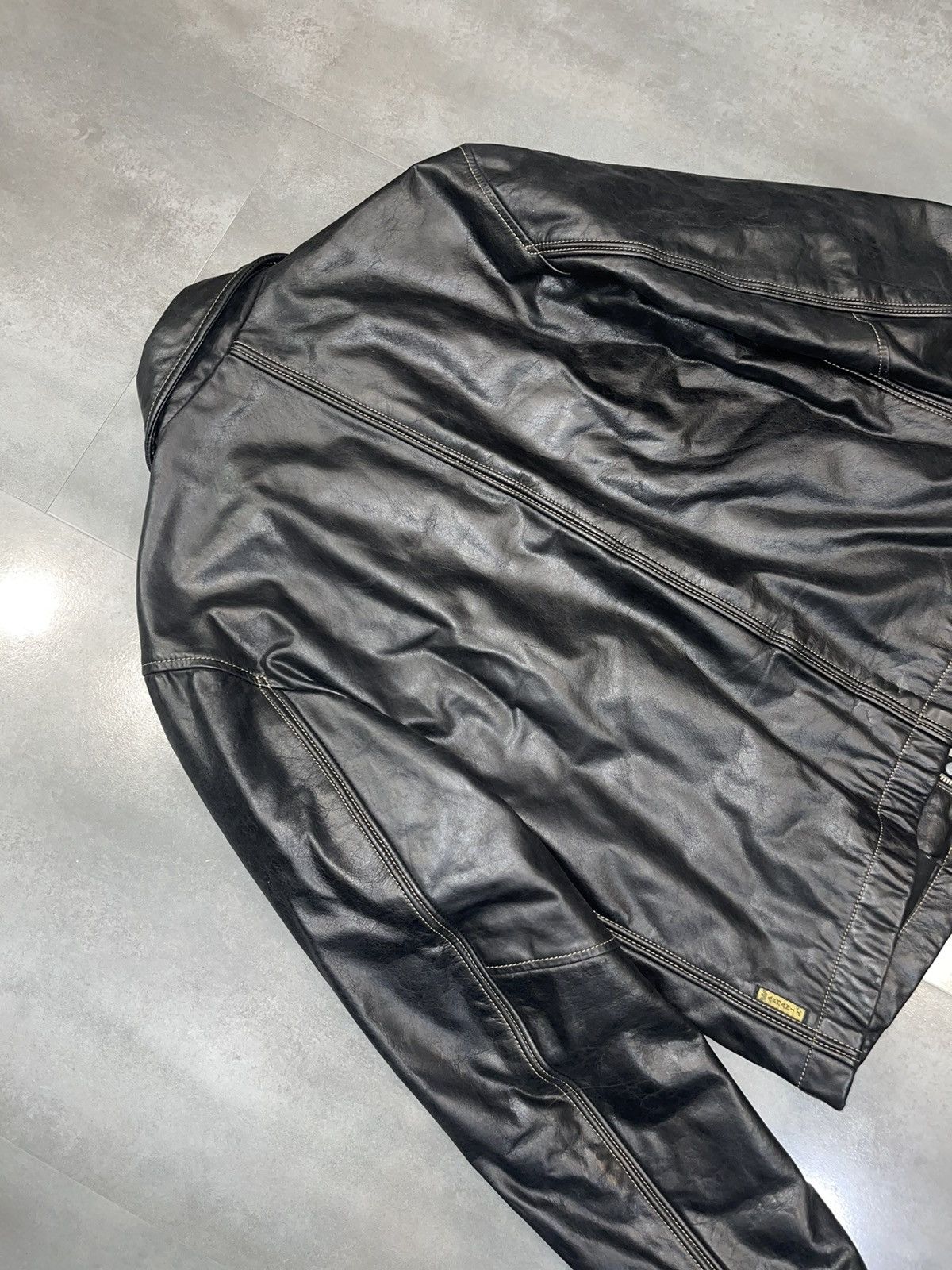 Emporio Armani Archive Armani Biker Cargo Leather Black Jacket Size US M / EU 48-50 / 2 - 16 Thumbnail