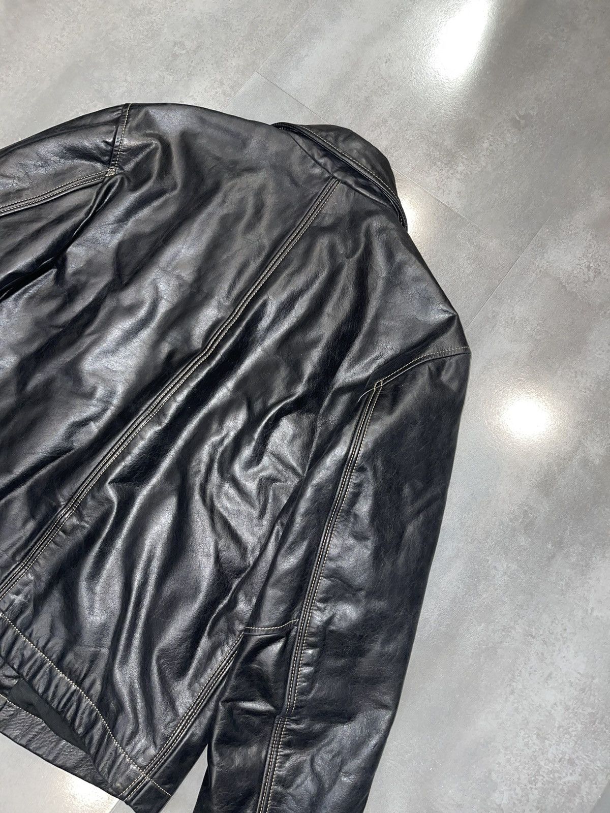 Emporio Armani Archive Armani Biker Cargo Leather Black Jacket Size US M / EU 48-50 / 2 - 15 Thumbnail