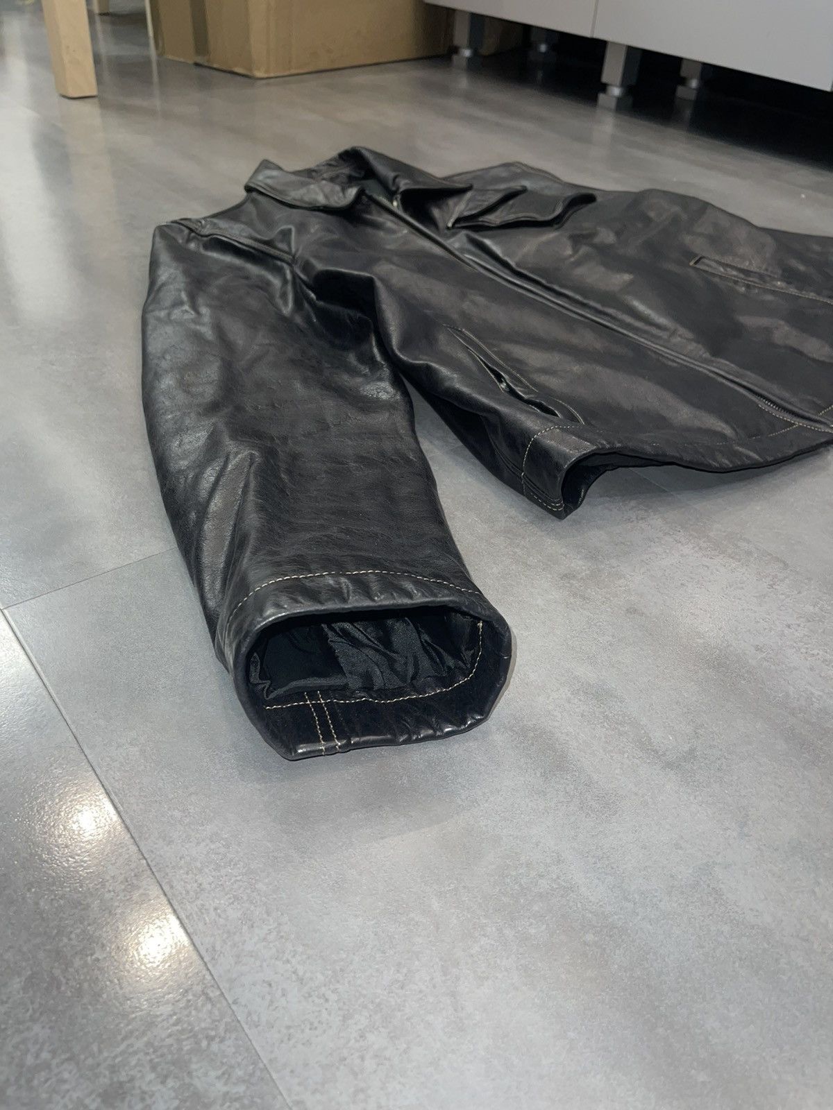 Emporio Armani Archive Armani Biker Cargo Leather Black Jacket Size US M / EU 48-50 / 2 - 8 Thumbnail
