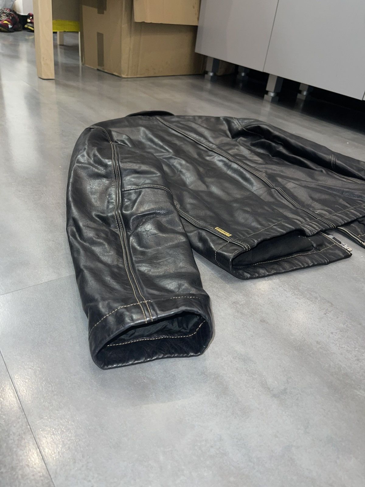 Emporio Armani Archive Armani Biker Cargo Leather Black Jacket Size US M / EU 48-50 / 2 - 13 Thumbnail