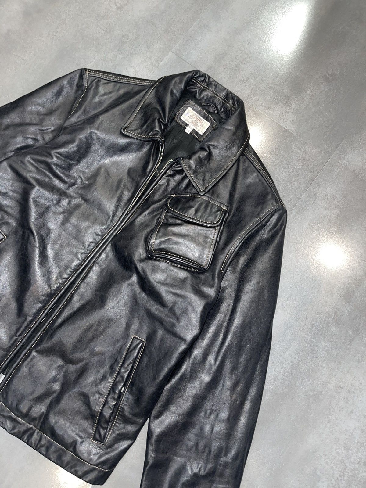 Emporio Armani Archive Armani Biker Cargo Leather Black Jacket Size US M / EU 48-50 / 2 - 9 Thumbnail