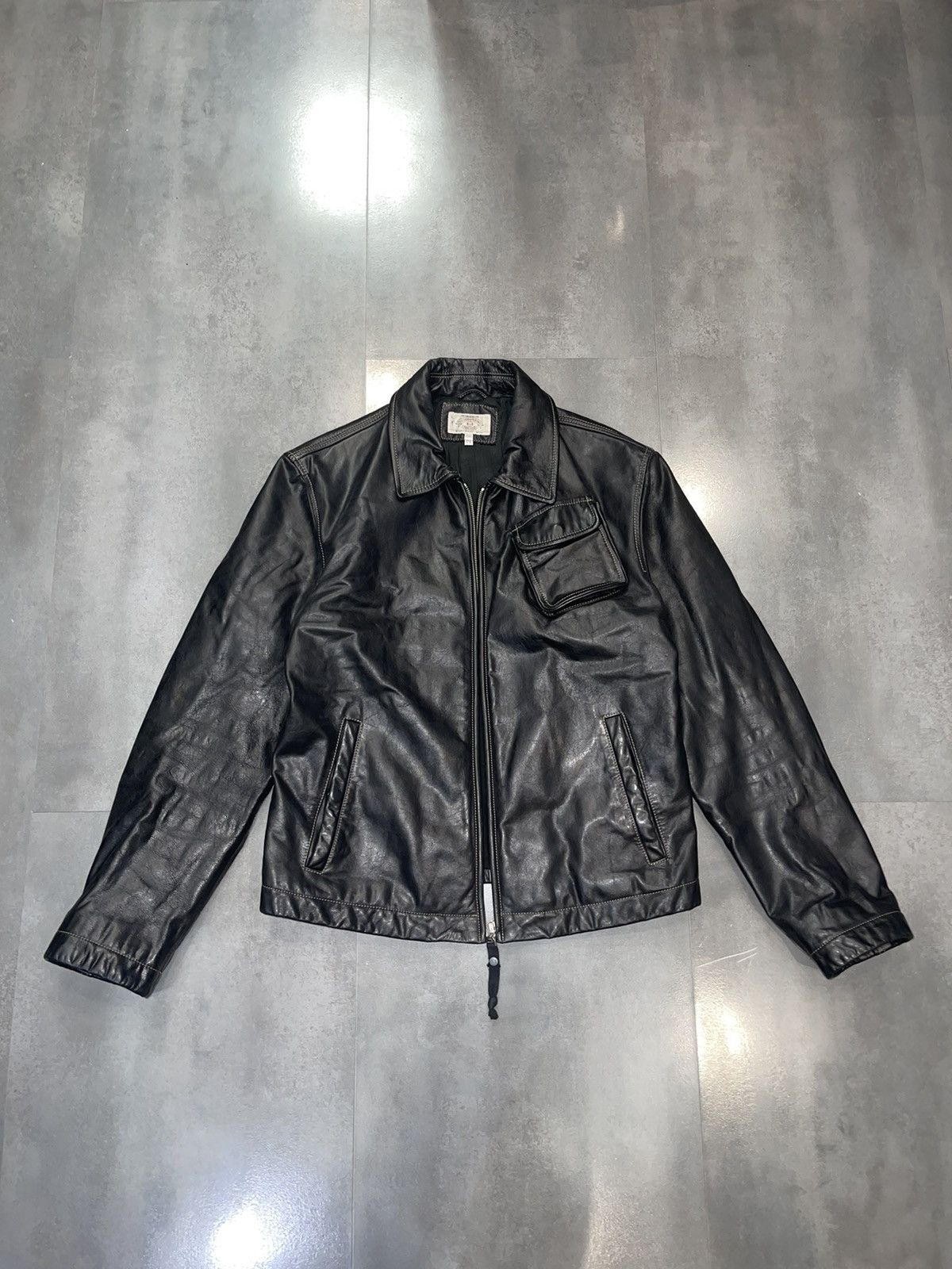 Emporio Armani Archive Armani Biker Cargo Leather Black Jacket Size US M / EU 48-50 / 2 - 2 Thumbnail