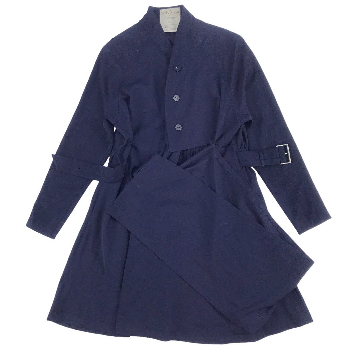 Yohji Yamamoto Yohji Yamamoto Signature Navy Dress Wrap Coat Size US M / EU 48-50 / 2 - 3 Thumbnail