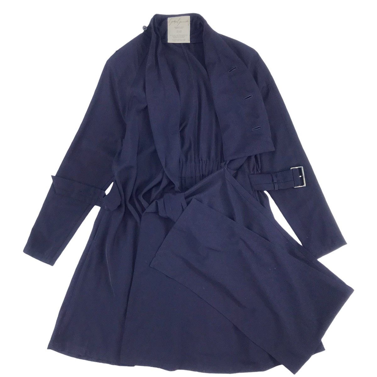 Yohji Yamamoto Yohji Yamamoto Signature Navy Dress Wrap Coat Size US M / EU 48-50 / 2 - 5 Thumbnail