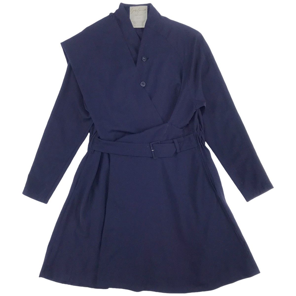 Yohji Yamamoto Yohji Yamamoto Signature Navy Dress Wrap Coat Size US M / EU 48-50 / 2 - 1 Thumbnail