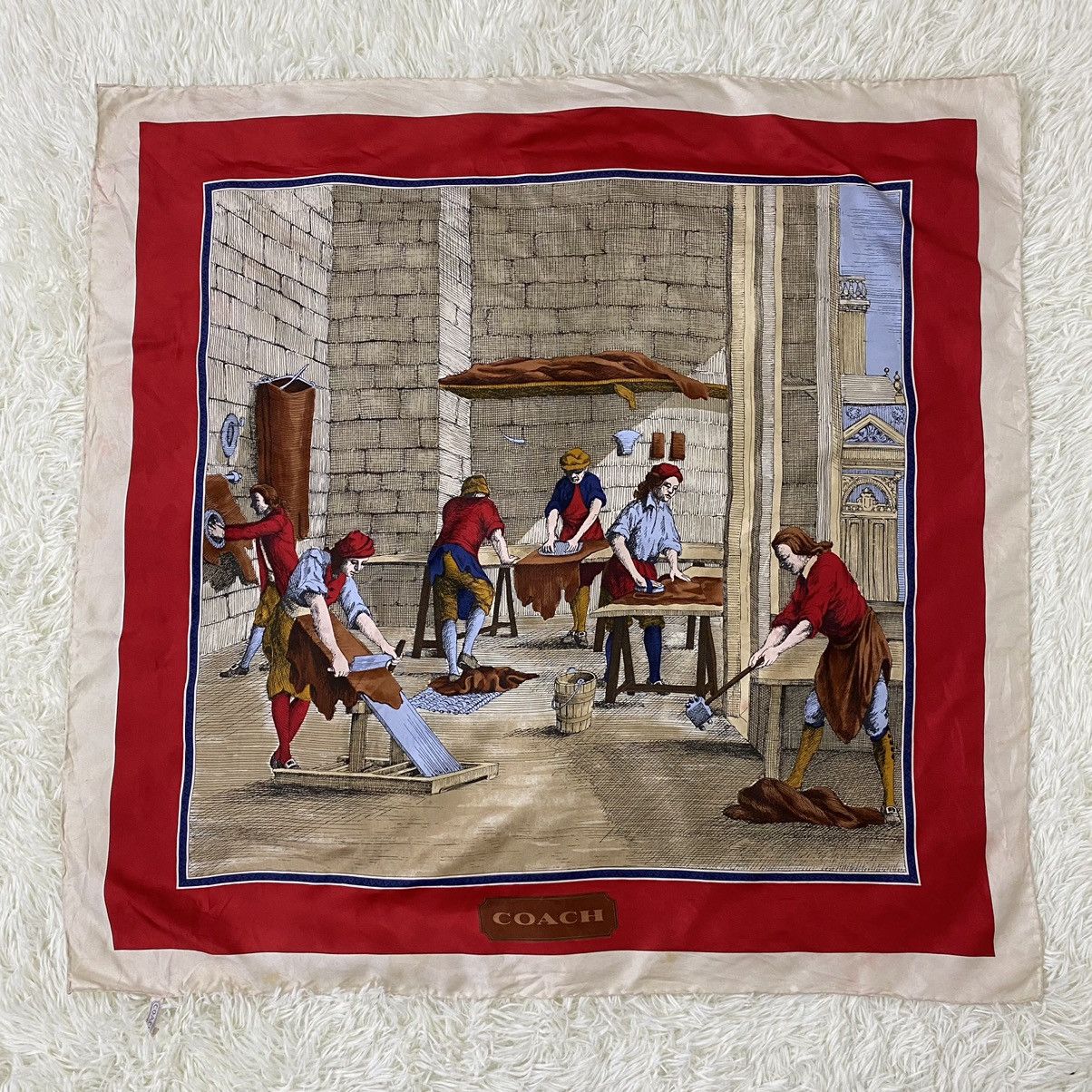 Coach NICE DESIGN VINTAGE COACH SILK SCARF (34"x34") Size ONE SIZE - 2 Thumbnail