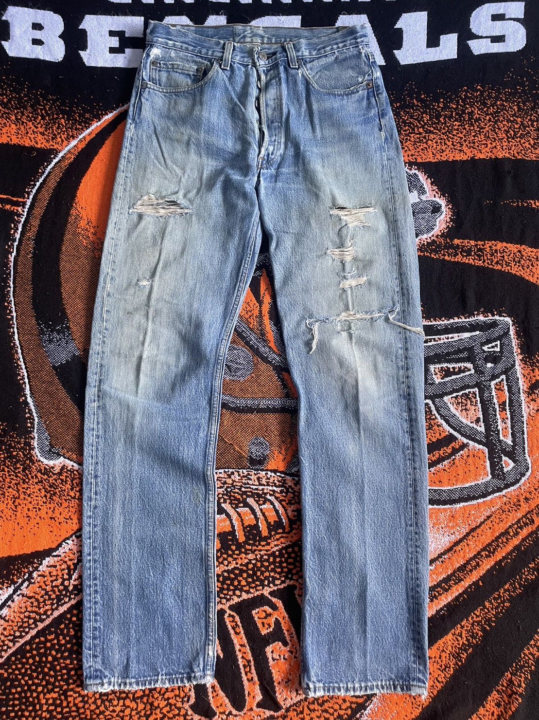 image of Levis x Made In USA Levi's 501 Blue Jeans Pants Made In Usa, Men's (Size 33)