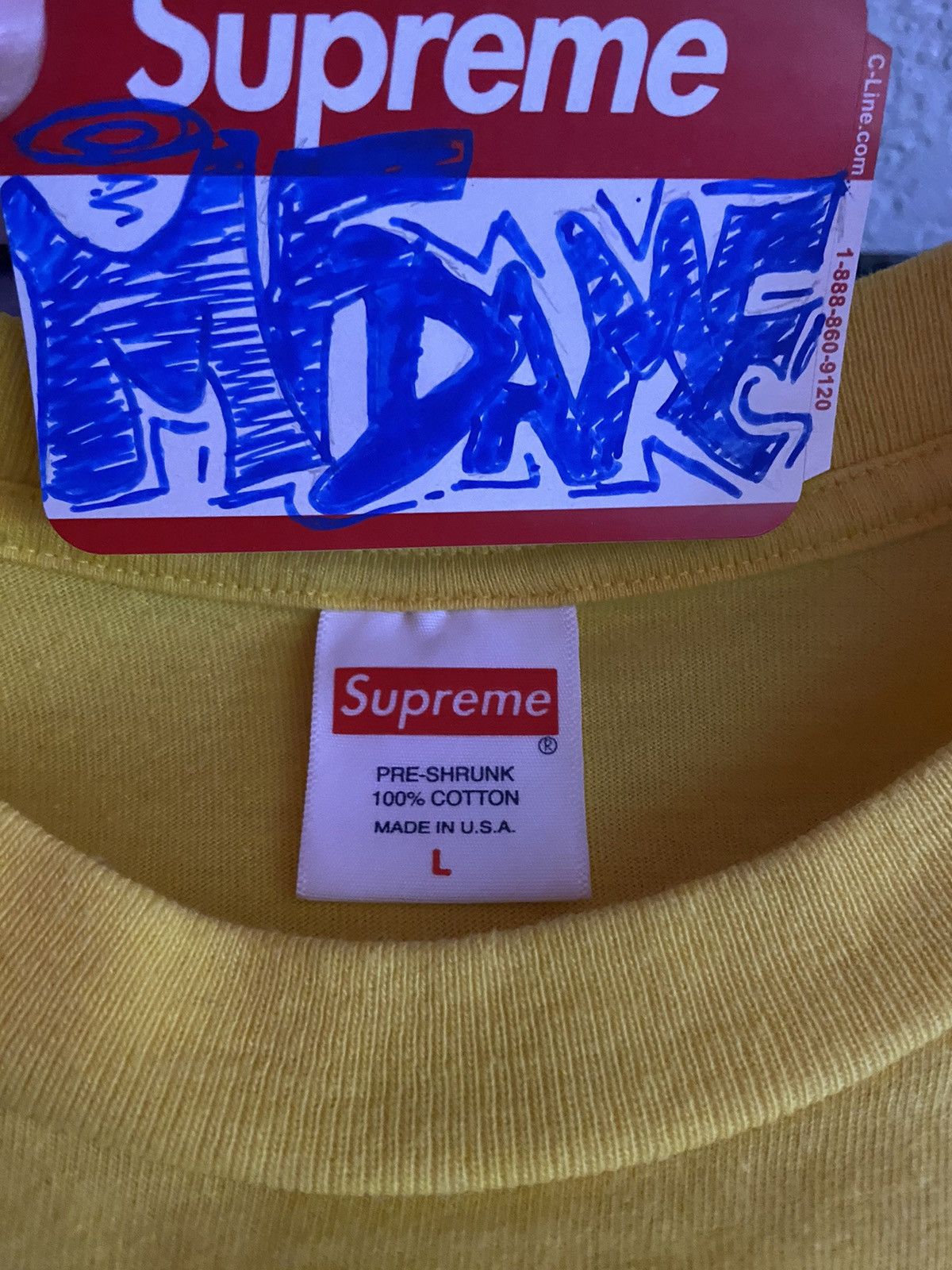 Supreme Yellow Cross box logo tee Size US L / EU 52-54 / 3 - 2 Thumbnail
