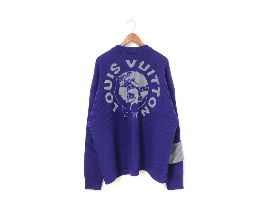 LOUIS VUITTON by Virgil Abloh Men's Purple Studio Jacquard Sweater Wool  Size S