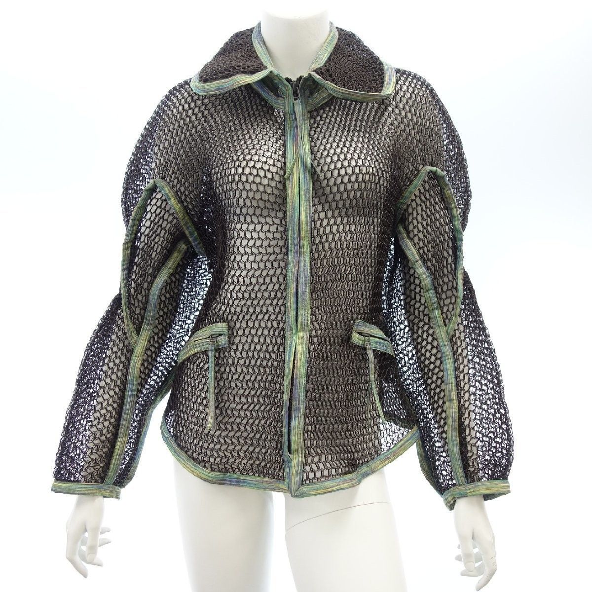 image of Issey Miyake Ss1997 Honeycomb Mesh Blouson in Grey, Women's (Size Medium)