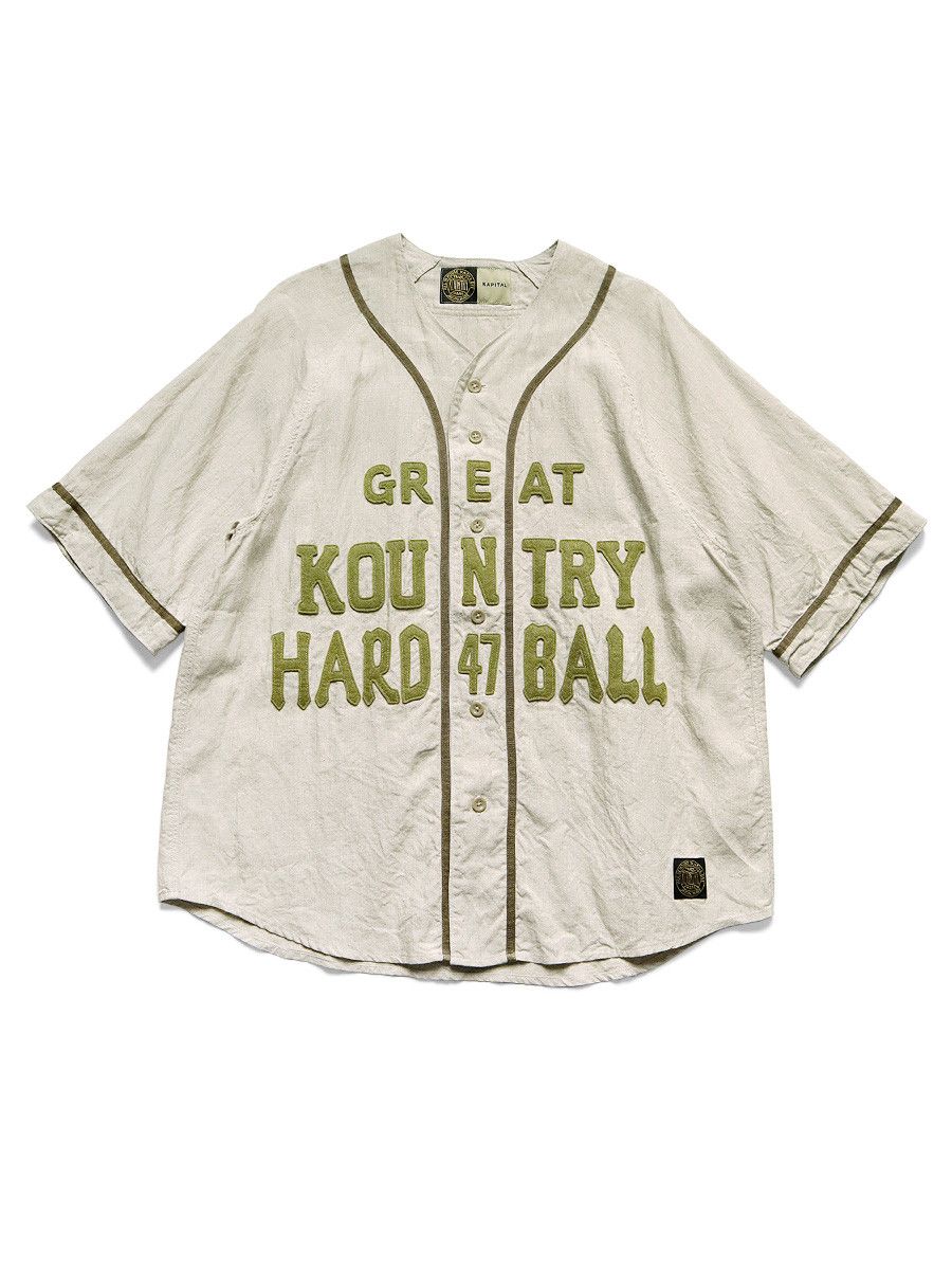 Image of Kapital Great Kountry Baseball Jersey Shirt in Beige, Men's (Size XL)