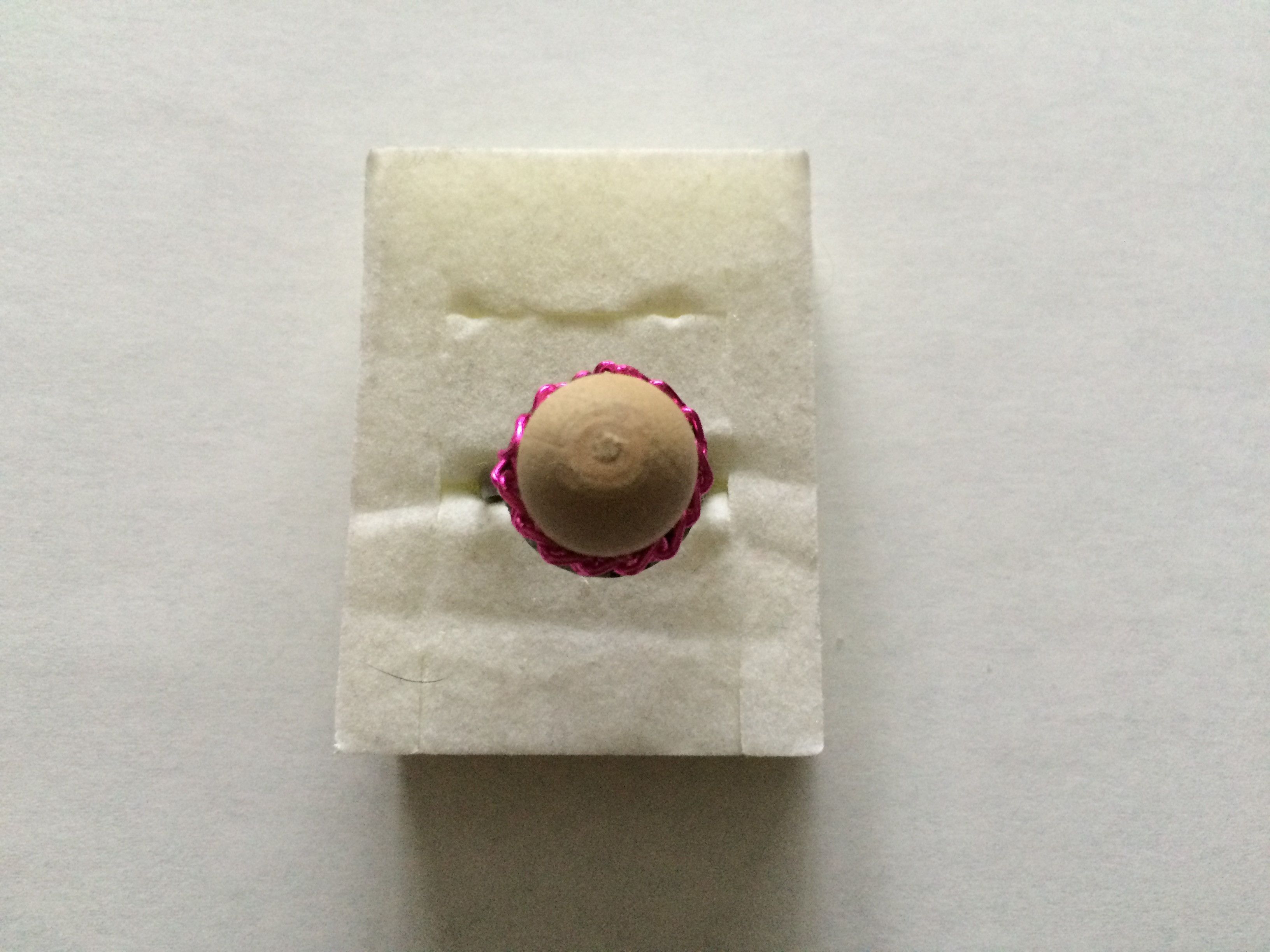 Handmade Wood Bead Bronze Ring with Pink Chain Size ONE SIZE - 1 Thumbnail