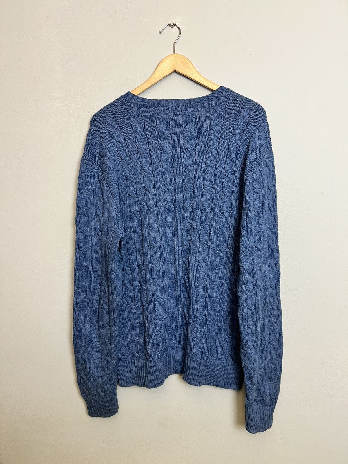 Polo Ralph Lauren Rare Polo Ralph Lauren Cable Knit Blue Sweater Hype Y2K Size US L / EU 52-54 / 3 - 2 Thumbnail