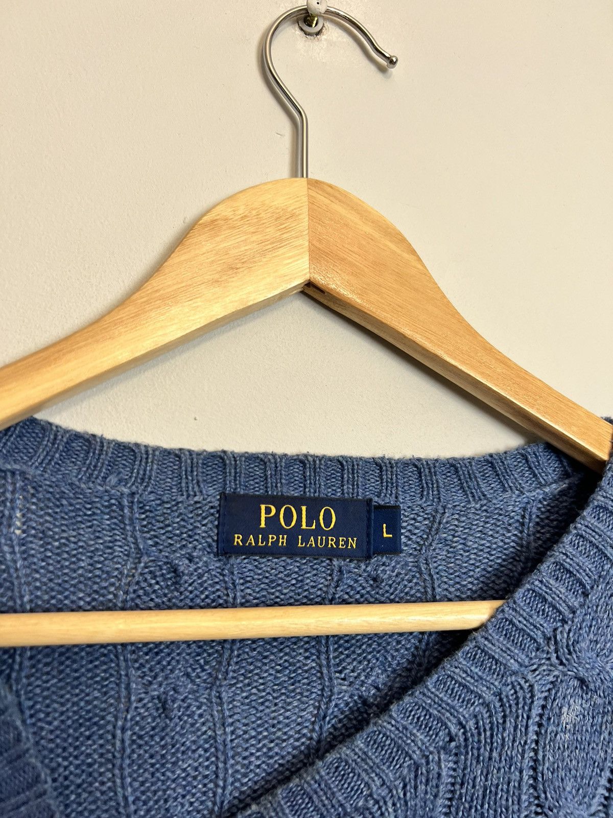 Polo Ralph Lauren Rare Polo Ralph Lauren Cable Knit Blue Sweater Hype Y2K Size US L / EU 52-54 / 3 - 4 Thumbnail