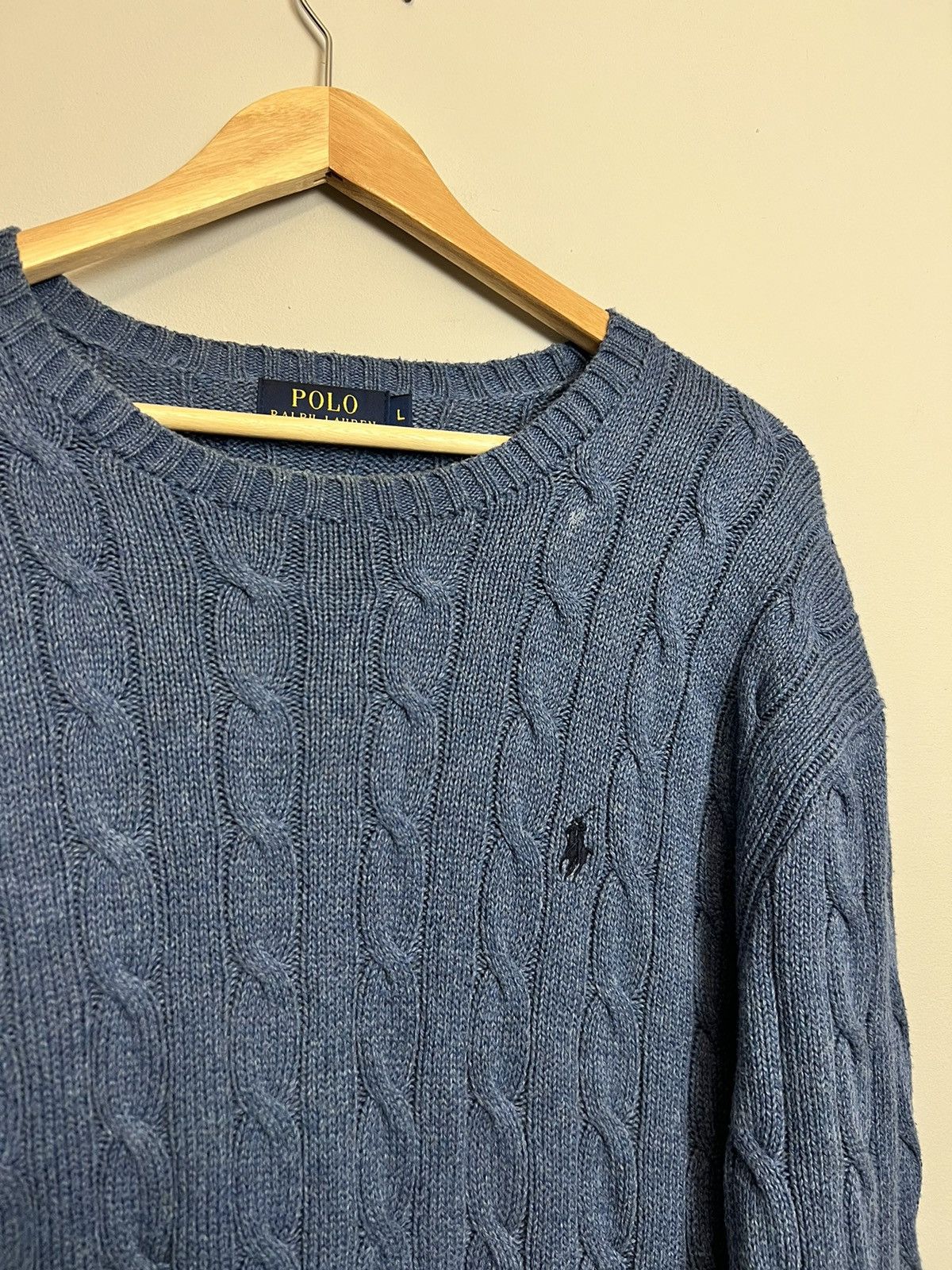 Polo Ralph Lauren Rare Polo Ralph Lauren Cable Knit Blue Sweater Hype Y2K Size US L / EU 52-54 / 3 - 3 Thumbnail