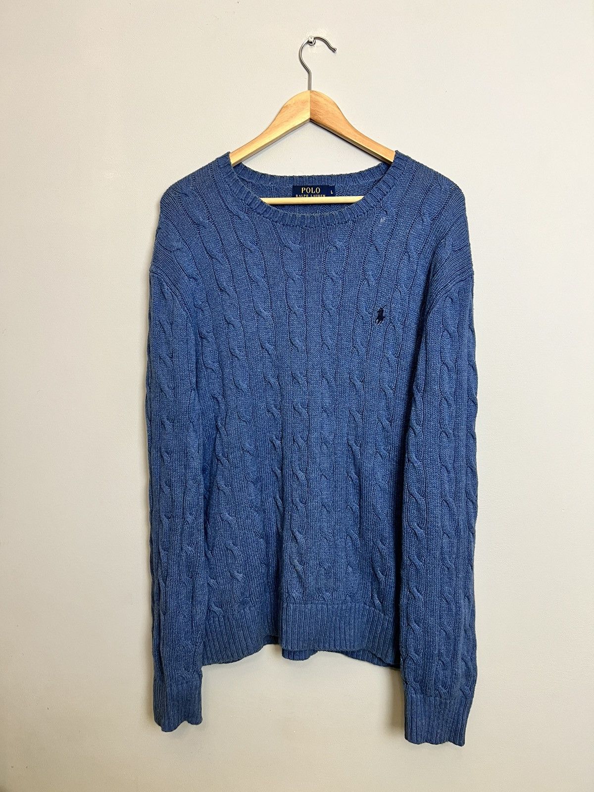 Polo Ralph Lauren Rare Polo Ralph Lauren Cable Knit Blue Sweater Hype Y2K Size US L / EU 52-54 / 3 - 1 Thumbnail