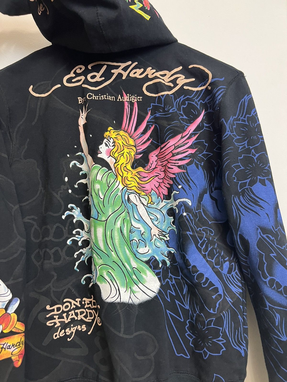 Christian Audigier Vintage Y2K Ed Hardy OG Skull Nymph Ch. Audigier Zip hoodie Size L / US 10 / IT 46 - 3 Thumbnail