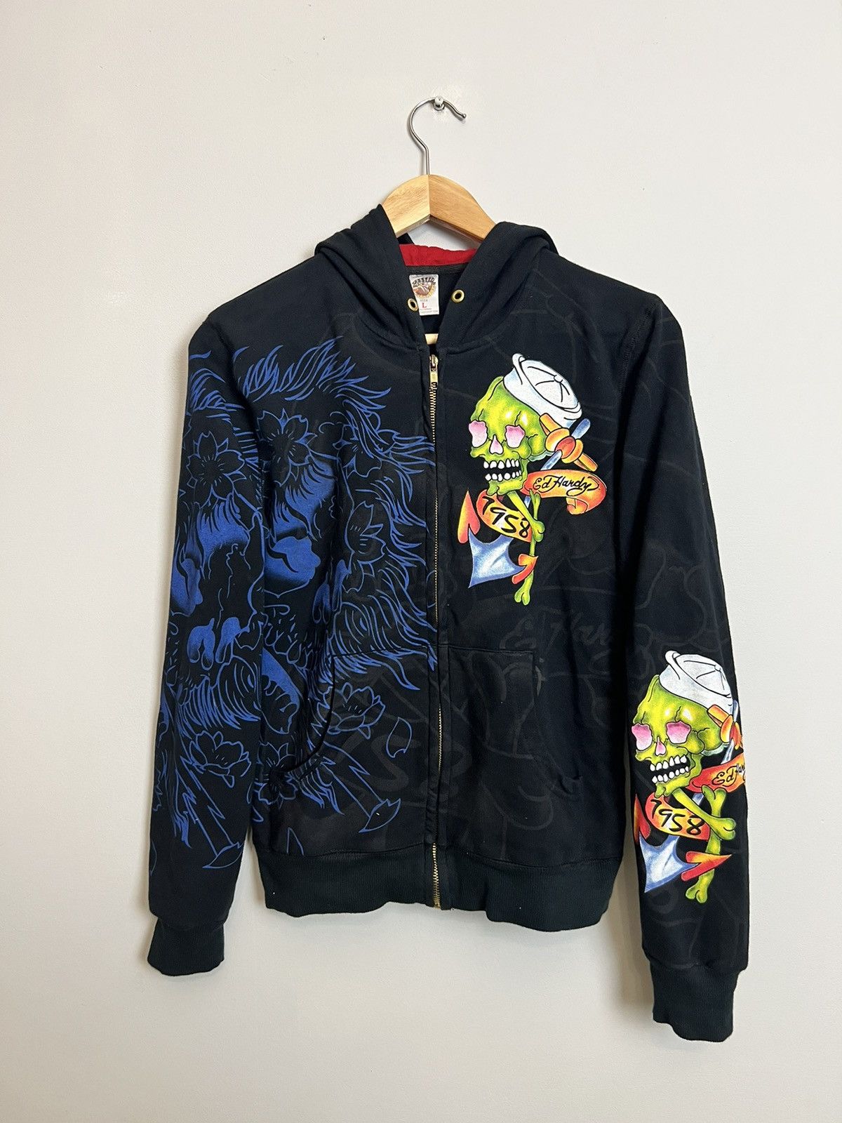 Christian Audigier Vintage Y2K Ed Hardy OG Skull Nymph Ch. Audigier Zip hoodie Size L / US 10 / IT 46 - 2 Thumbnail