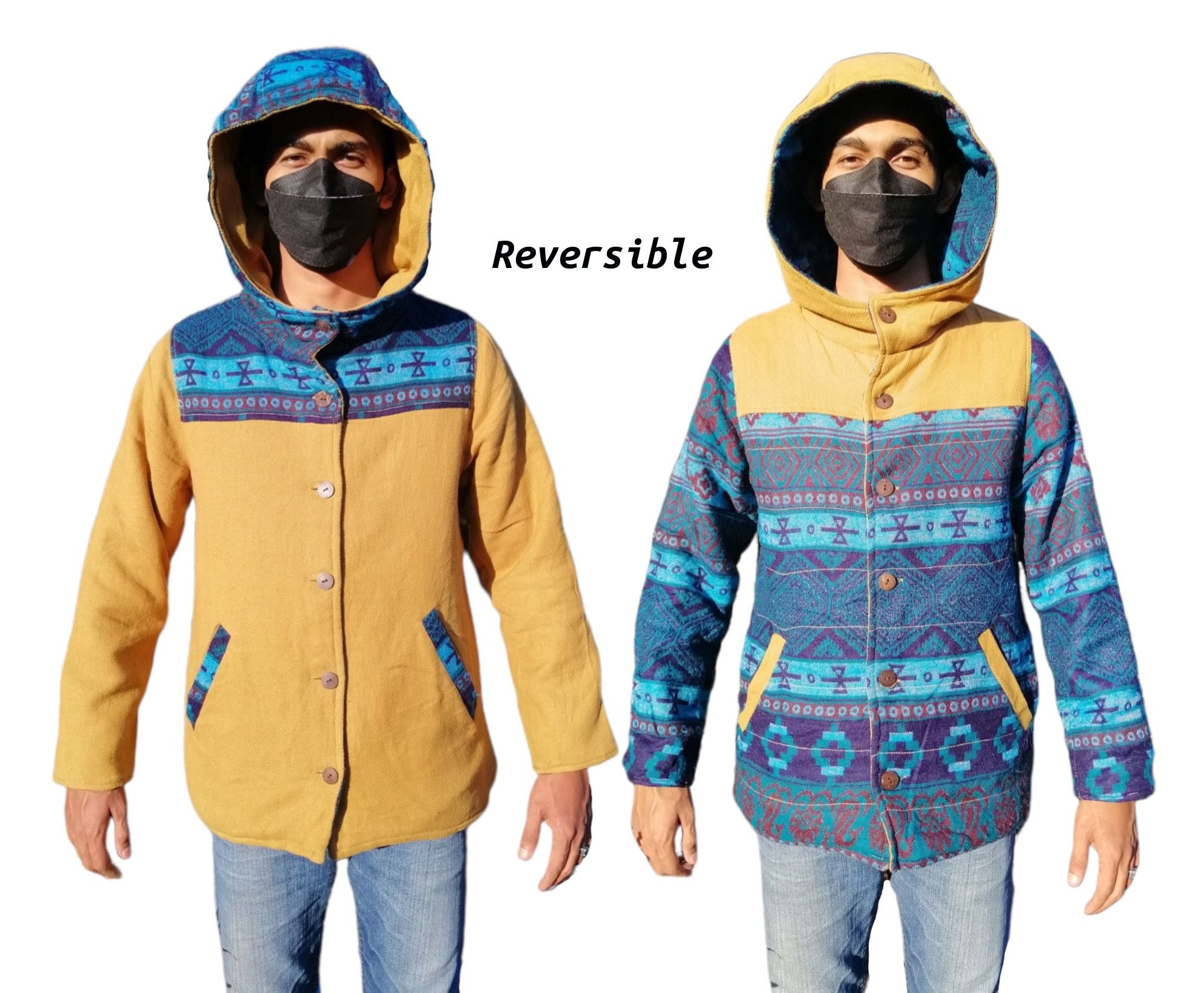 Japanese Brand Vintage AMINA Native Design Reversible Hoodie Jacket Size US S / EU 44-46 / 1 - 1 Thumbnail