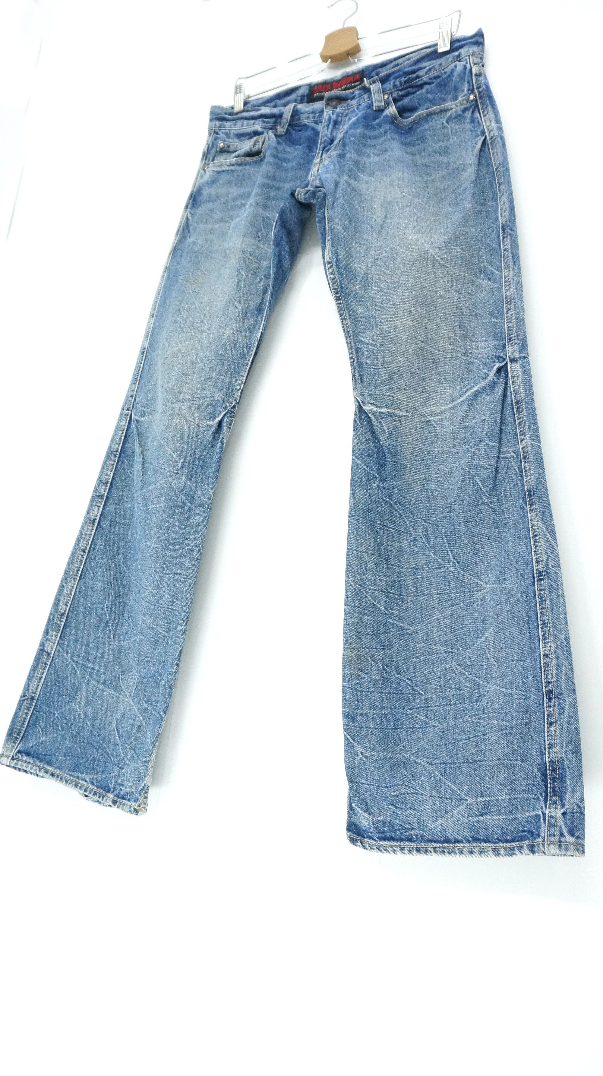Japanese Brand VTG FLARE 🔥 JACK SERIKA Wings Printed Blue Jeans Size US 33 - 4 Thumbnail
