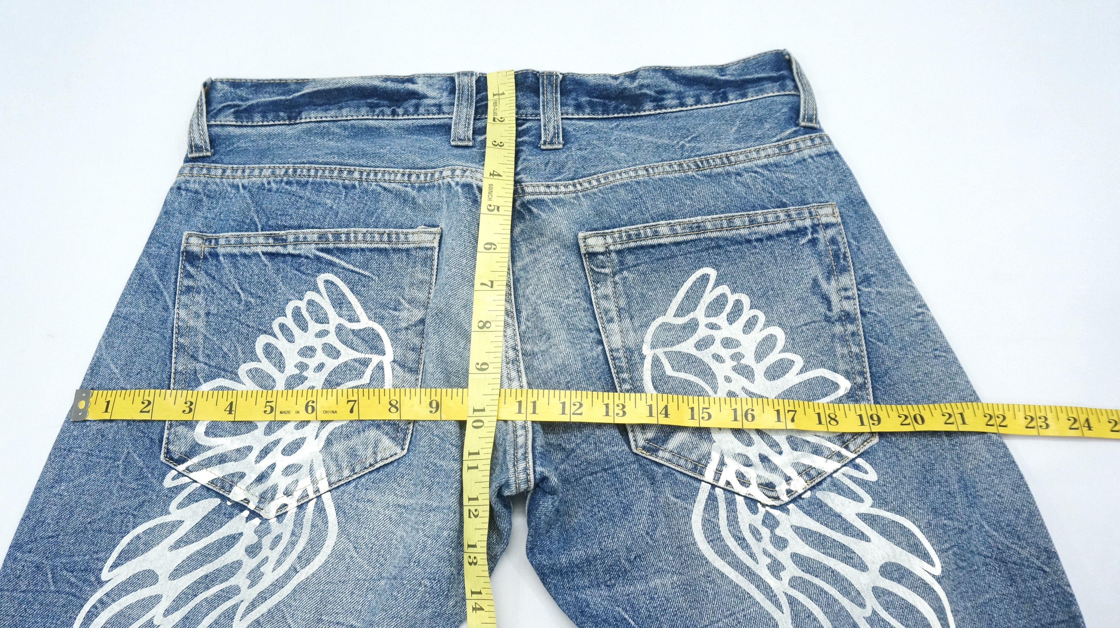 Japanese Brand VTG FLARE 🔥 JACK SERIKA Wings Printed Blue Jeans Size US 33 - 18 Thumbnail