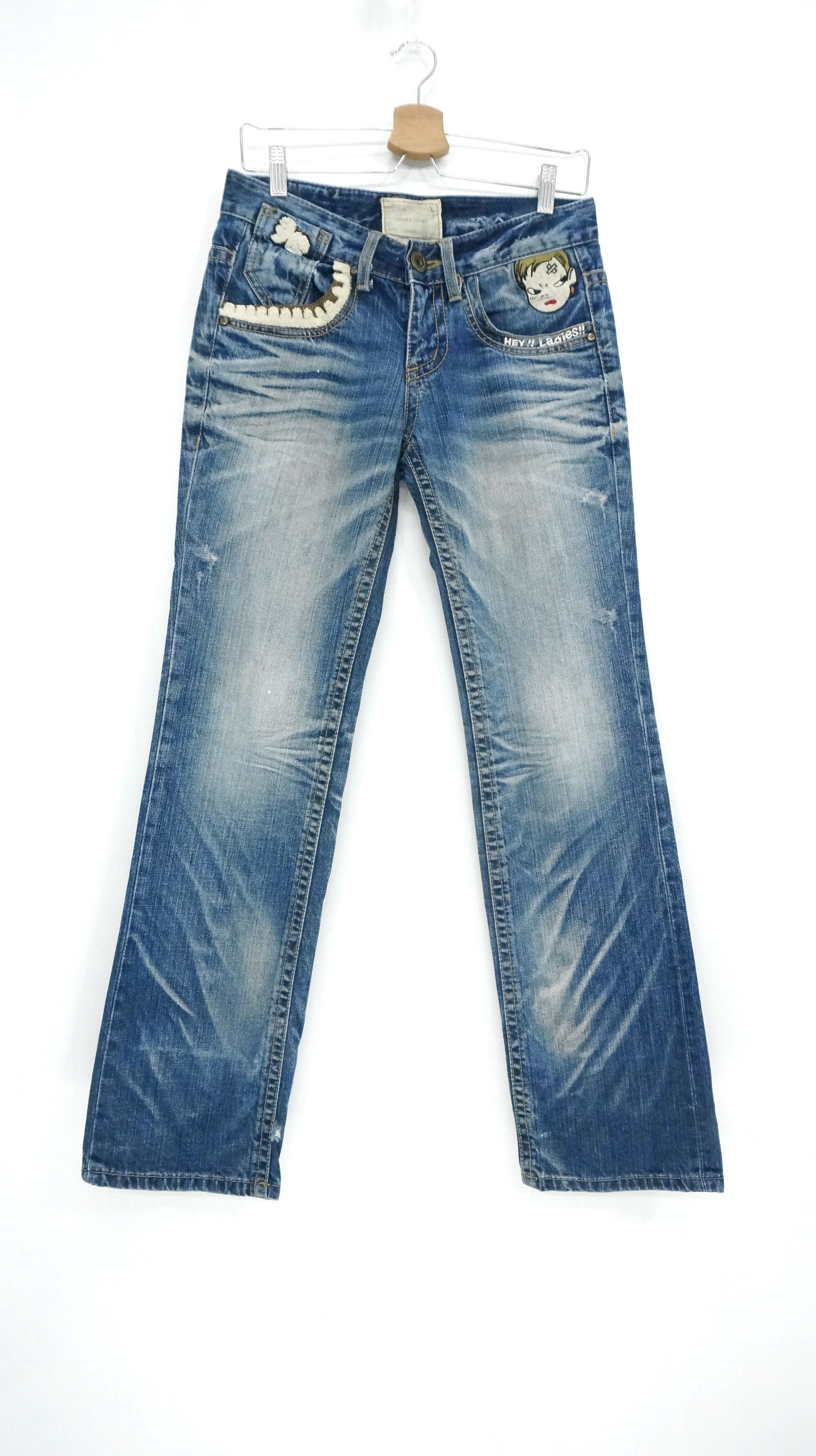 Japanese Brand RARE 🔥 YOSHITOMO NARA LOLITA Vintage Blue Jeans Size US 29 - 2 Thumbnail
