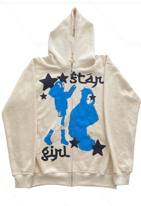 Girl Star Gothic Print Zip Hoodies Cardigan