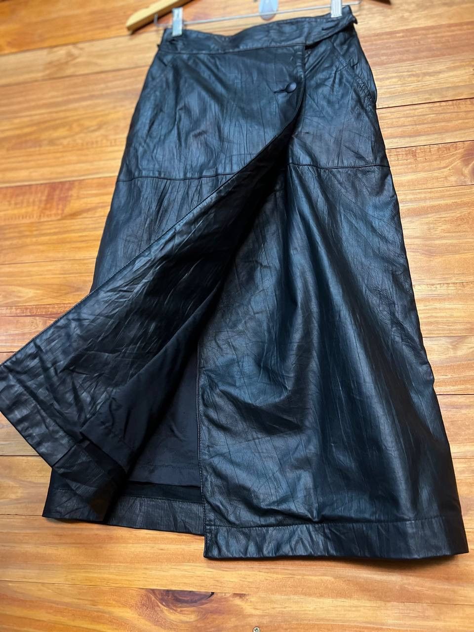 image of ArchiveIssey Miyake Leather Skirt in Black, Women's (Size 24)