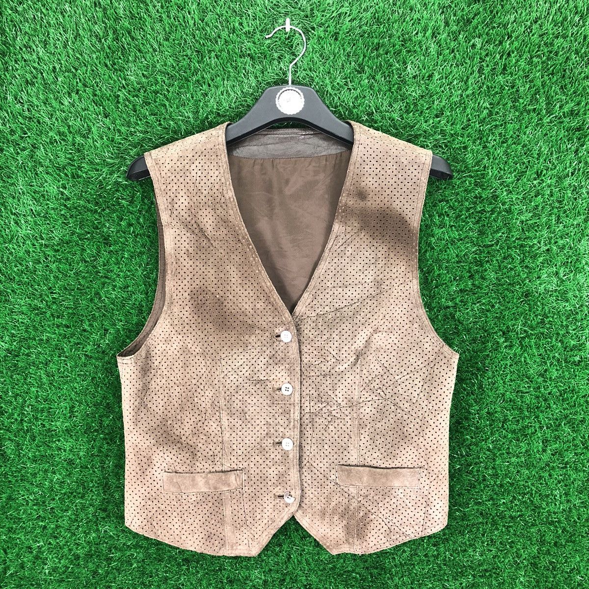 Japanese Brand × Vintage Vintage 80's Suede Leather Vest Buckle Back by Jaleco Size US XS / EU 42 / 0 - 1 Thumbnail
