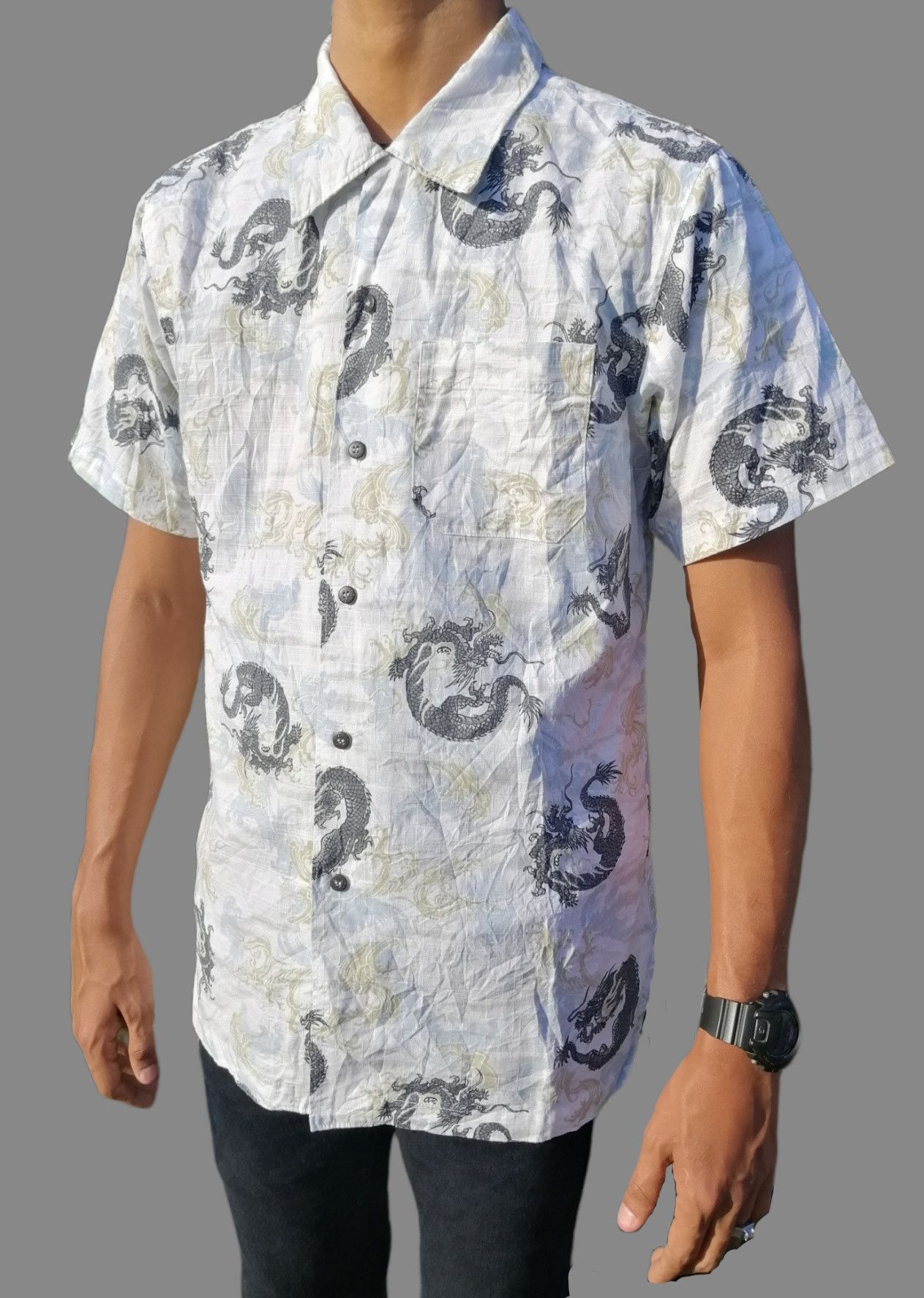 Japanese Brand Vintage HAWAIIAN Dragons Full Print Shirt Button Up Size US S / EU 44-46 / 1 - 3 Thumbnail