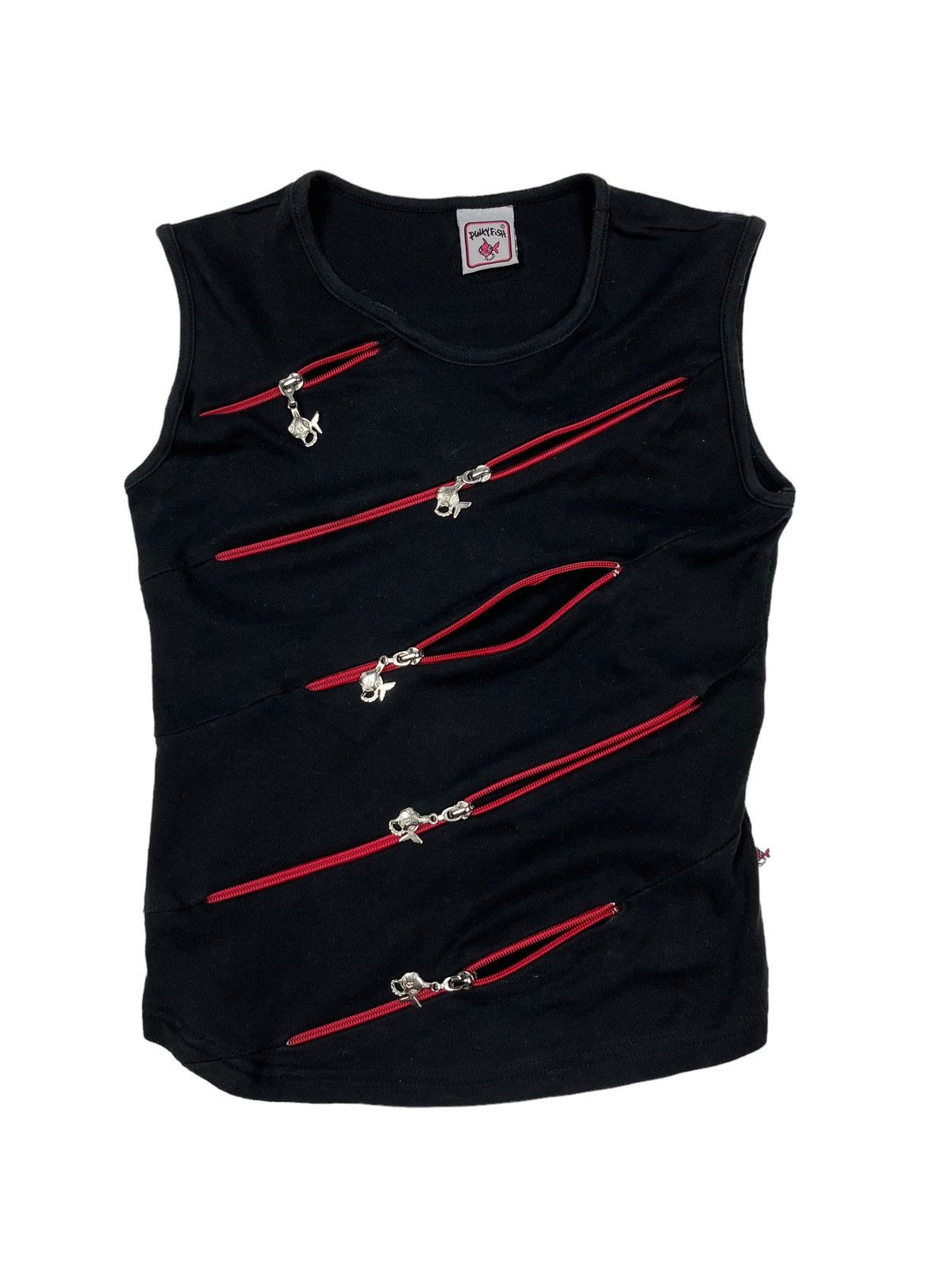 Japanese Brand Vintage Punky Fish y2k Zip Tank Top Sleeveless T