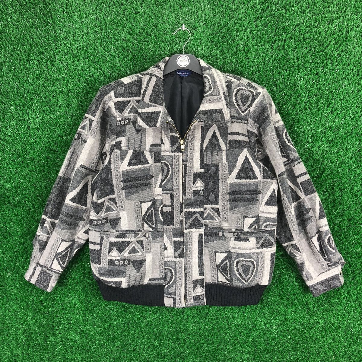 Vintage 90's Wool Bomber Style Zipper Jacket