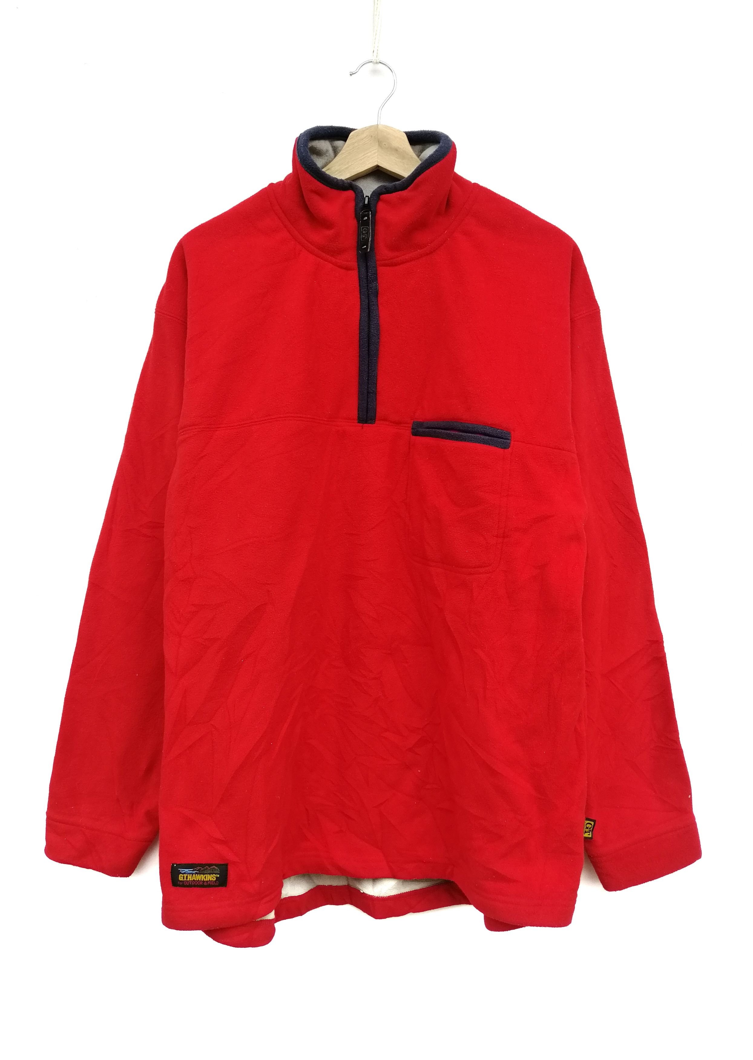 image of Vintage Gt Hawkins Sweater Fleece Pullover Jacket in Red, Men's (Size Medium)